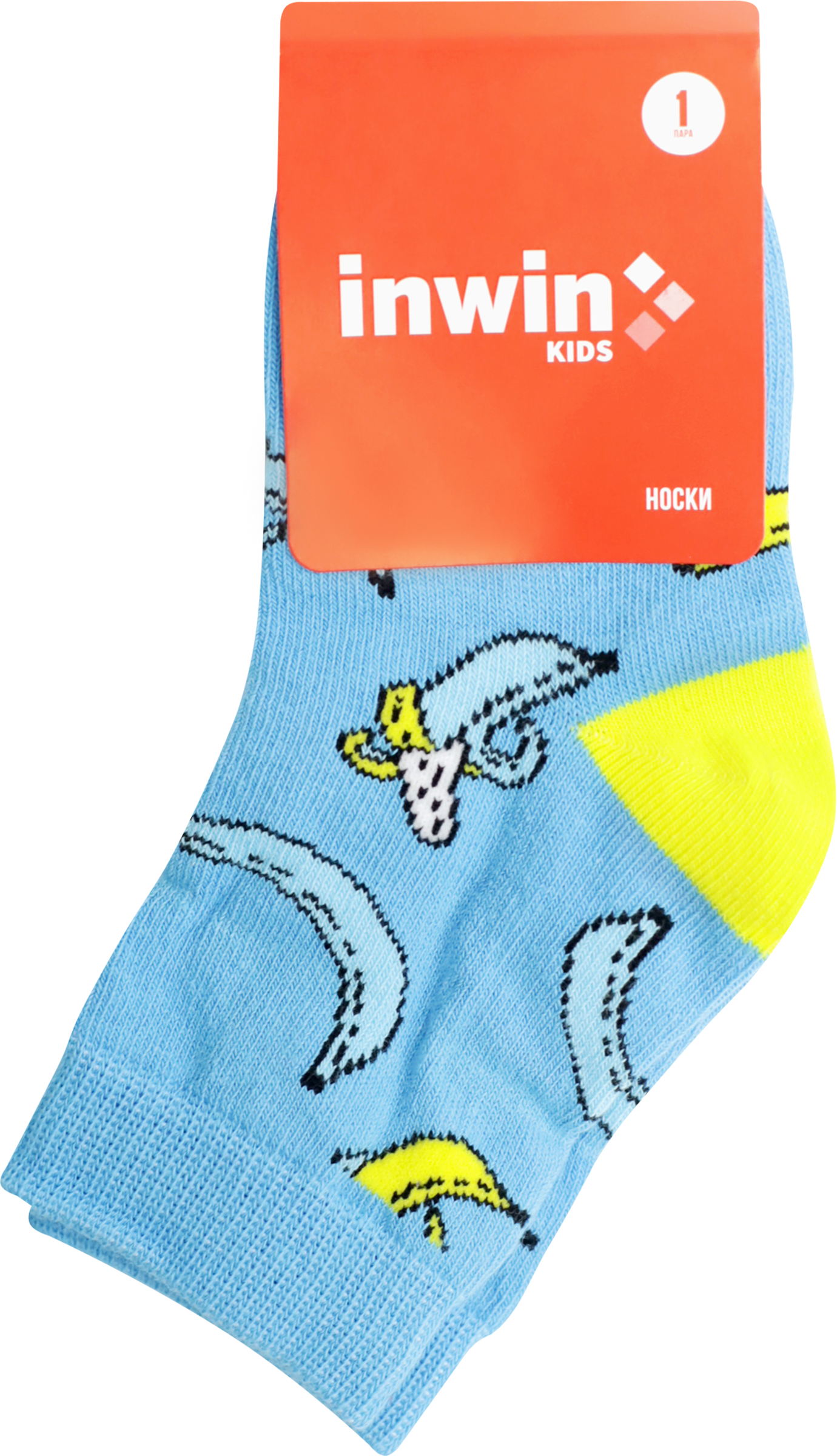 Изображение товара Детские носки INWIN р 14-22 с рисунком бананы, высокая посадка, 72% хлопка