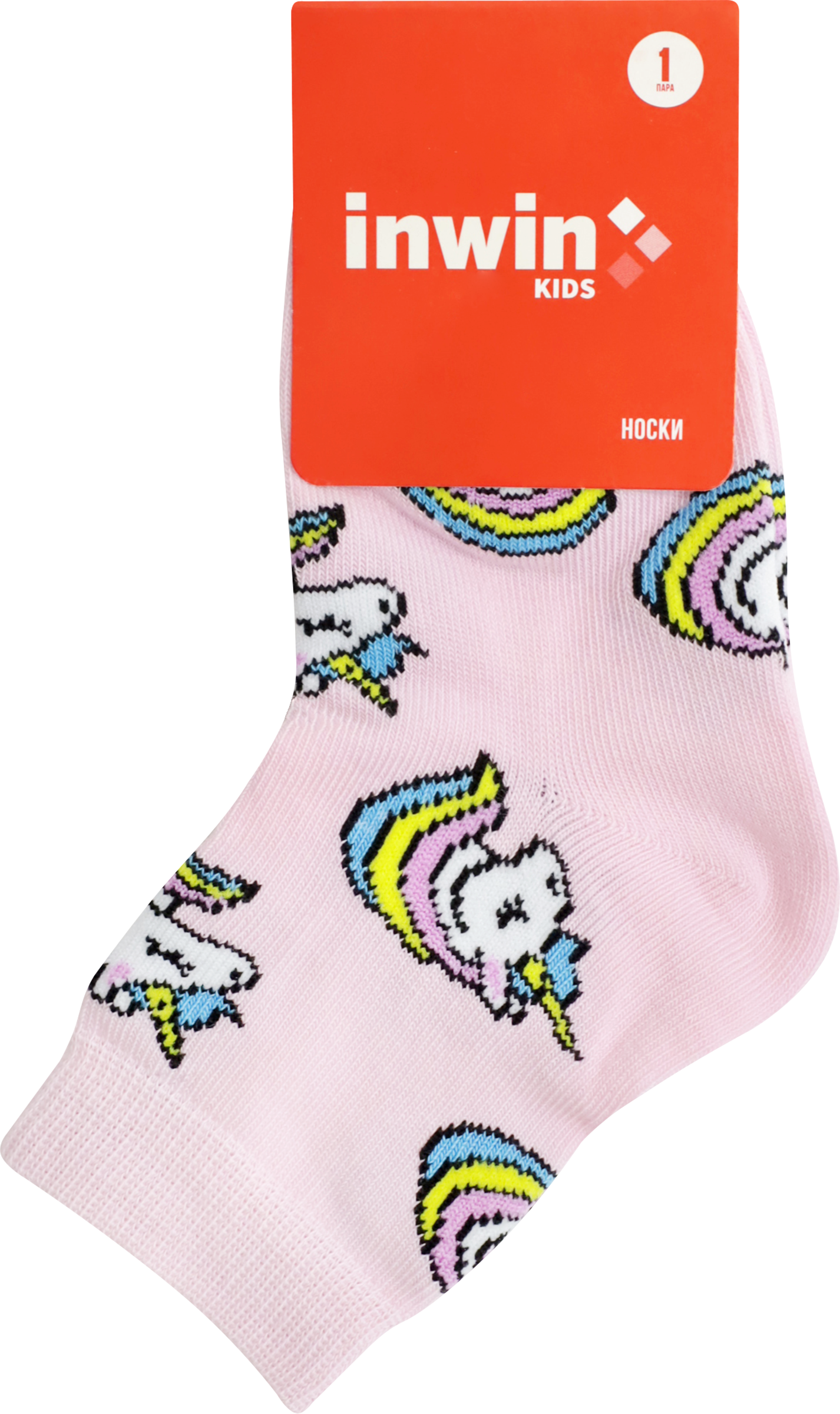 Изображение товара Носки детские INWIN р. 14-22 с единорогами, высокая посадка