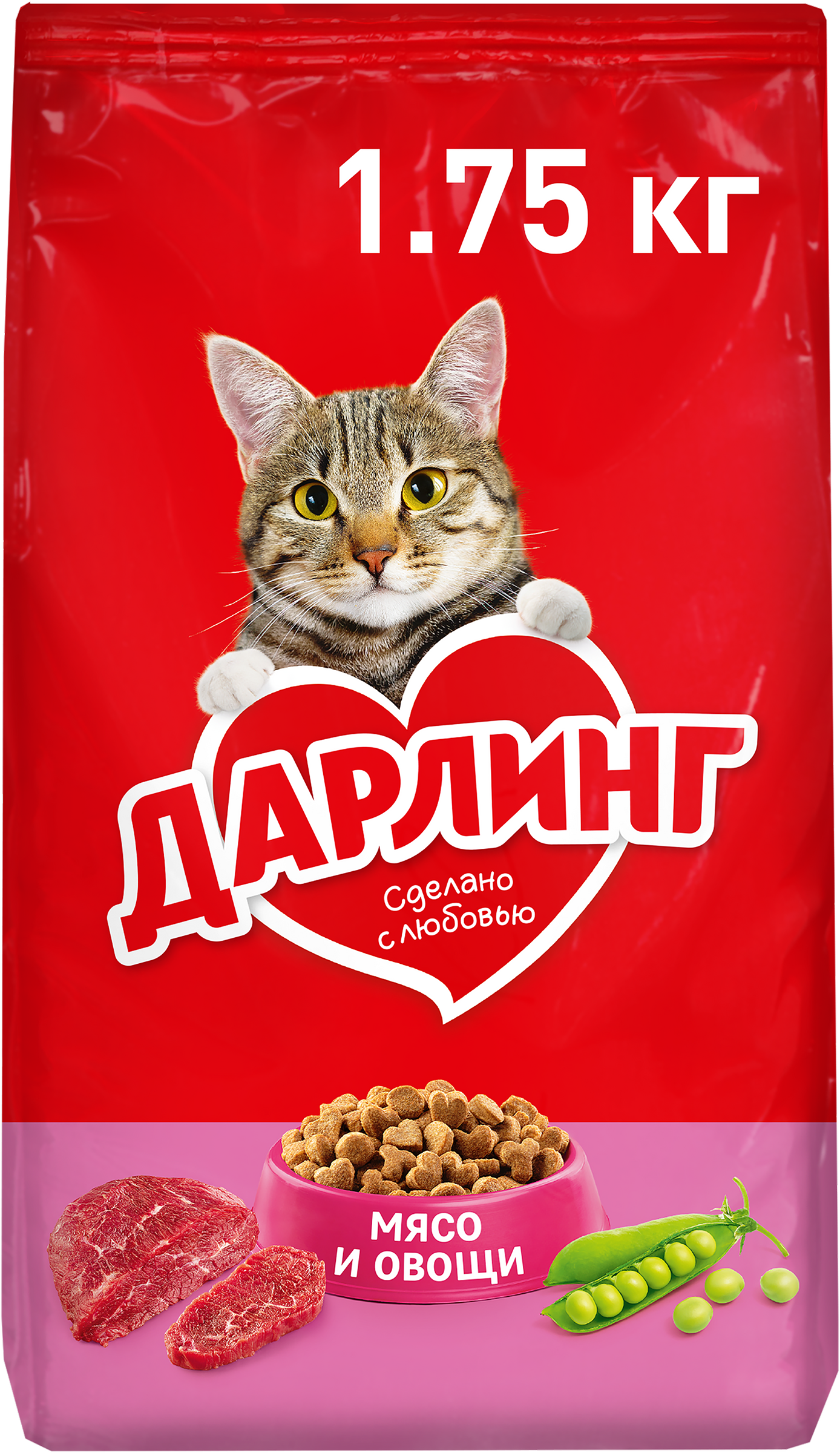 Изображение товара Корм сухой для взрослых кошек ДАРЛИНГ с мясом и добавлением овощей, 1,75кг