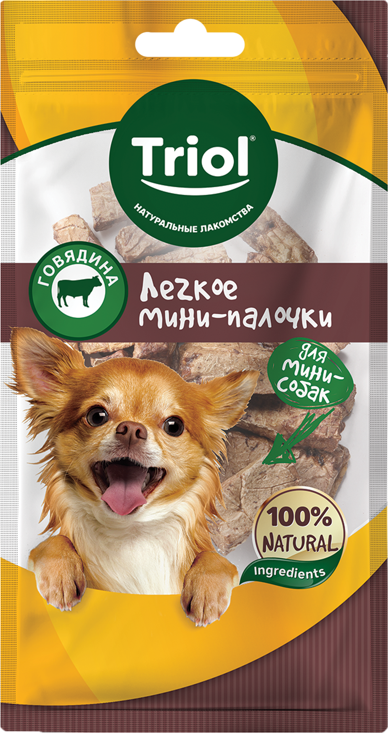 Изображение товара Натуральное лакомство для собак TRIOL мини-палочки легкое говяжье, 30г