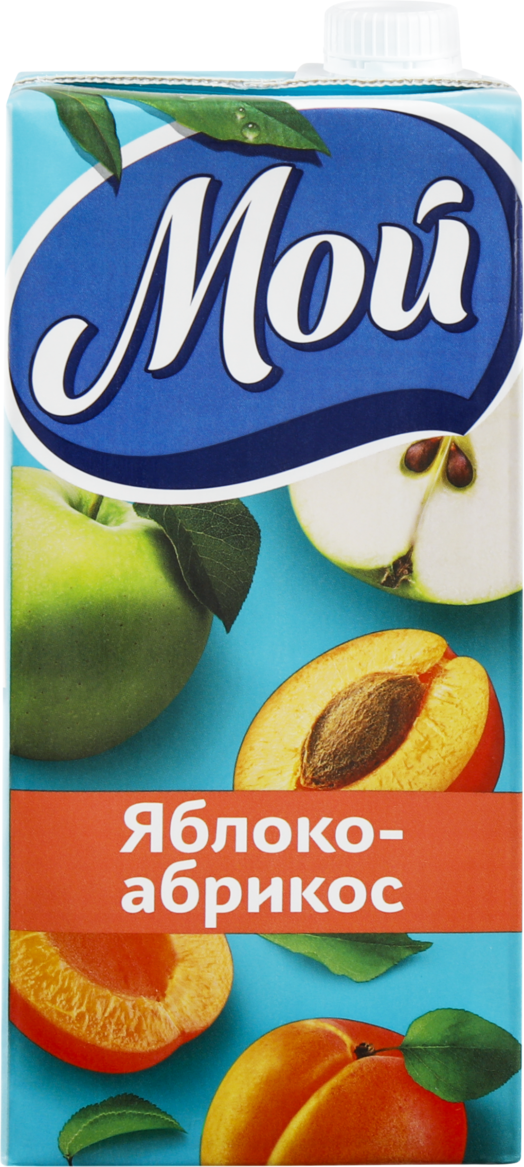 Изображение товара Нектар МОЙ Яблочно-абрикосовый с мякотью 0.95л полезный для энергии и настроения