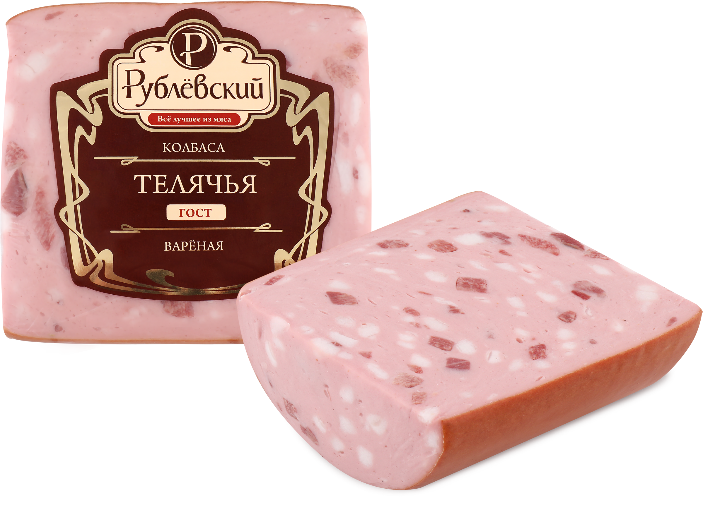 Изображение товара Колбаса вареная РУБЛЁВСКИЙ Телячья 400г - свежий вкус и натуральный состав