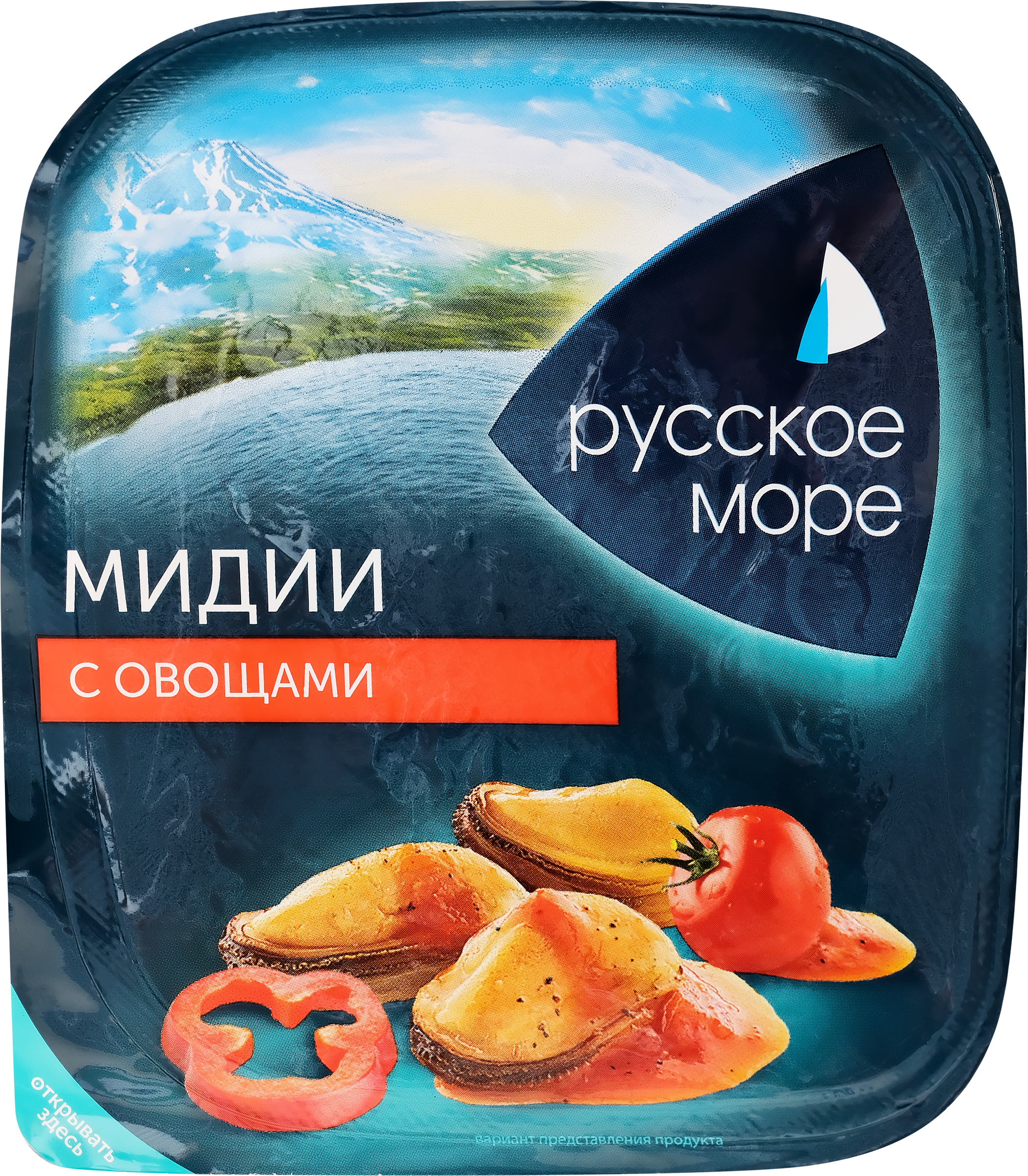 Изображение товара Салат РУССКОЕ МОРЕ из вареного мяса Чилийской мидии с овощами, 150г