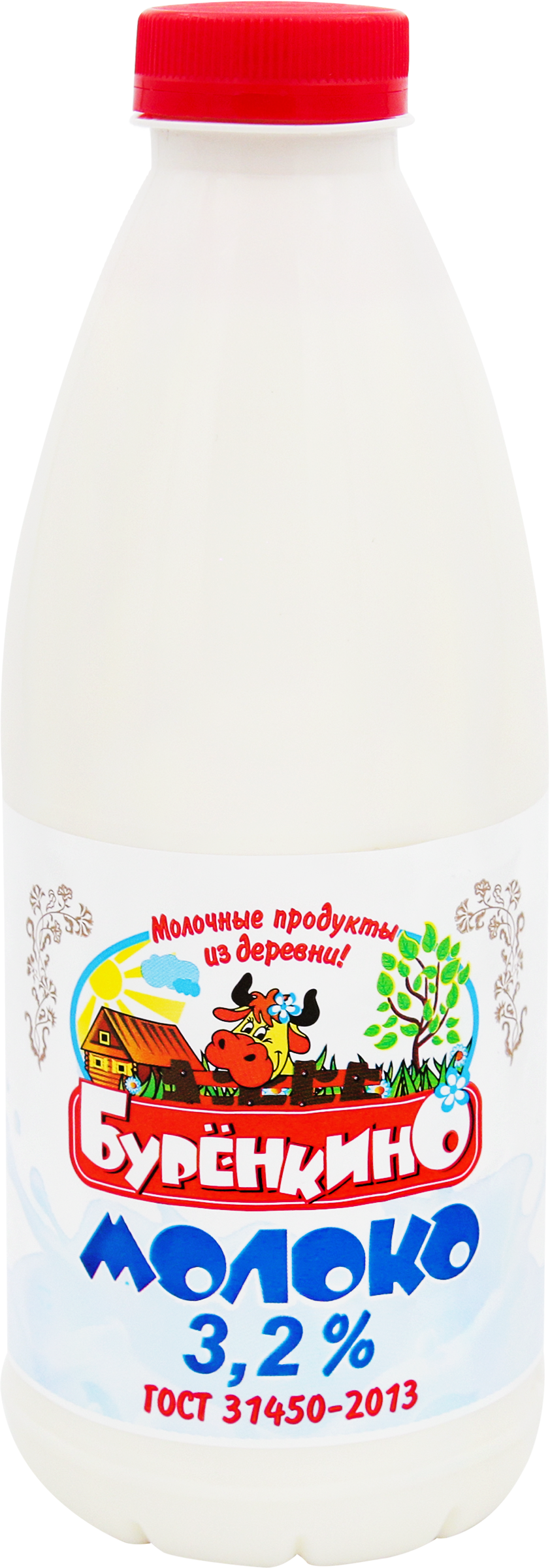 Изображение товара Молоко пастеризованное БУРЕНКИНО 3,2% без ЗМЖ 900мл натуральный продукт