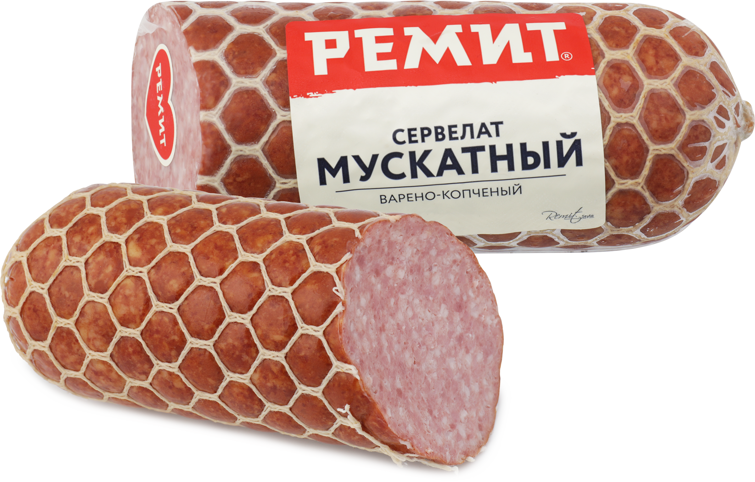 Изображение товара Колбаса копчено-вареная РЕМИТ Сервелат Мускатный, 360г