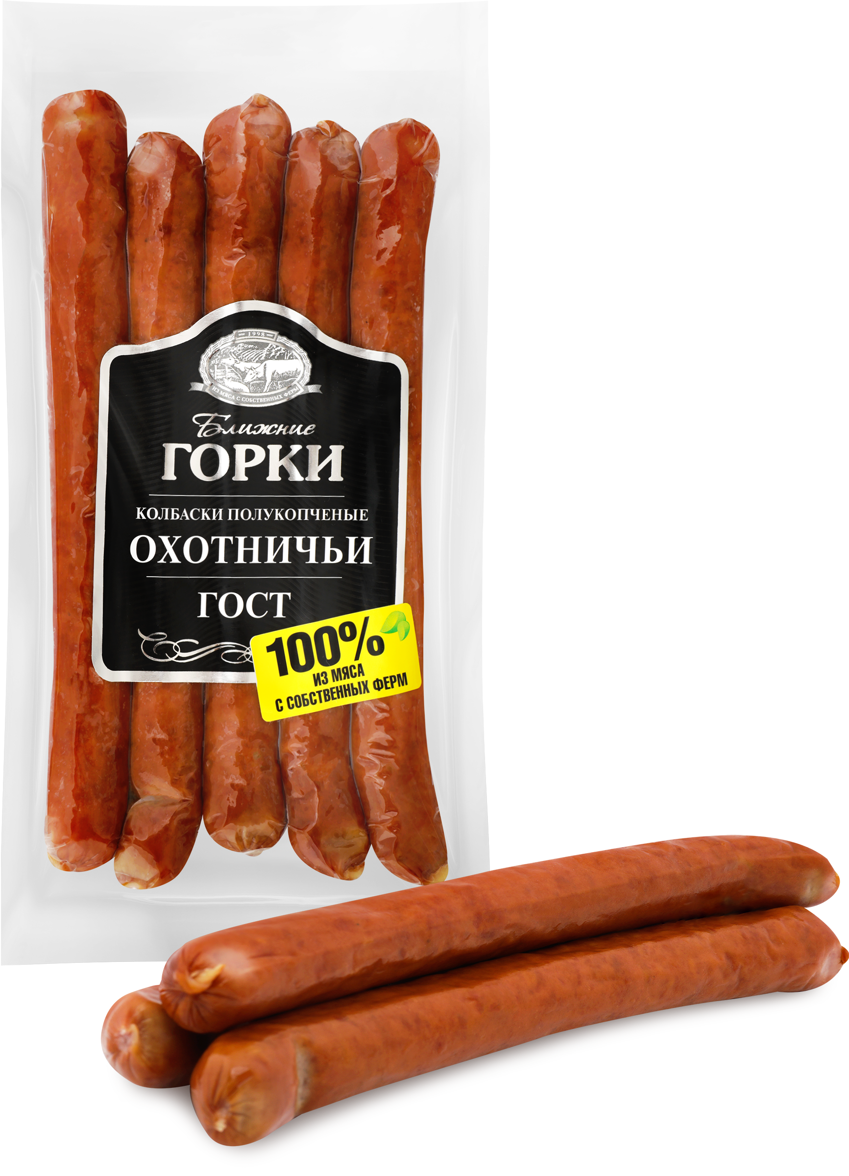 Изображение товара Колбаски полукопченые БЛИЖНИЕ ГОРКИ Охотничьи ГОСТ, 250г