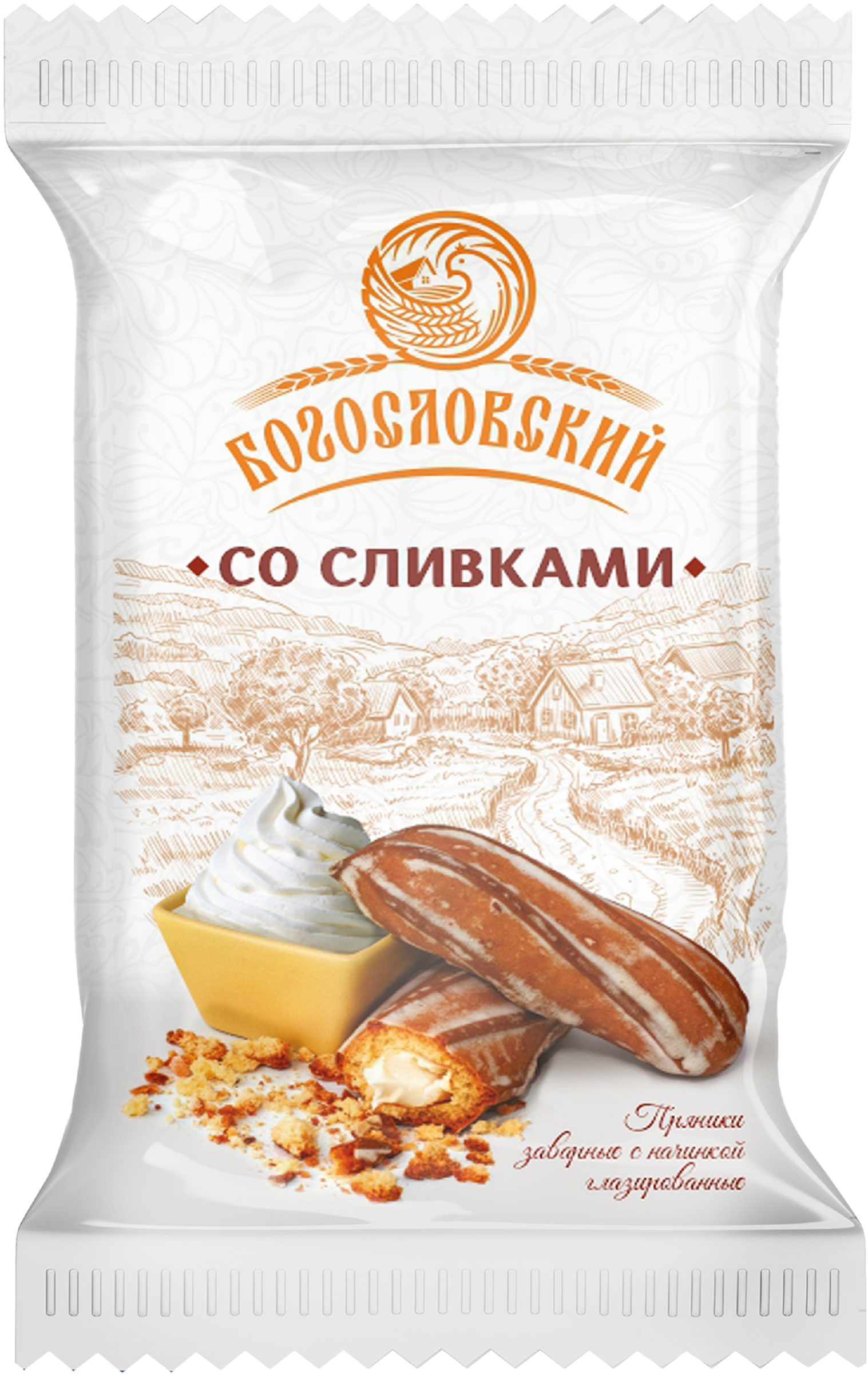 Изображение товара Пряники заварные БОГОСЛОВСКИЙ глазированные, со сливками, 240г