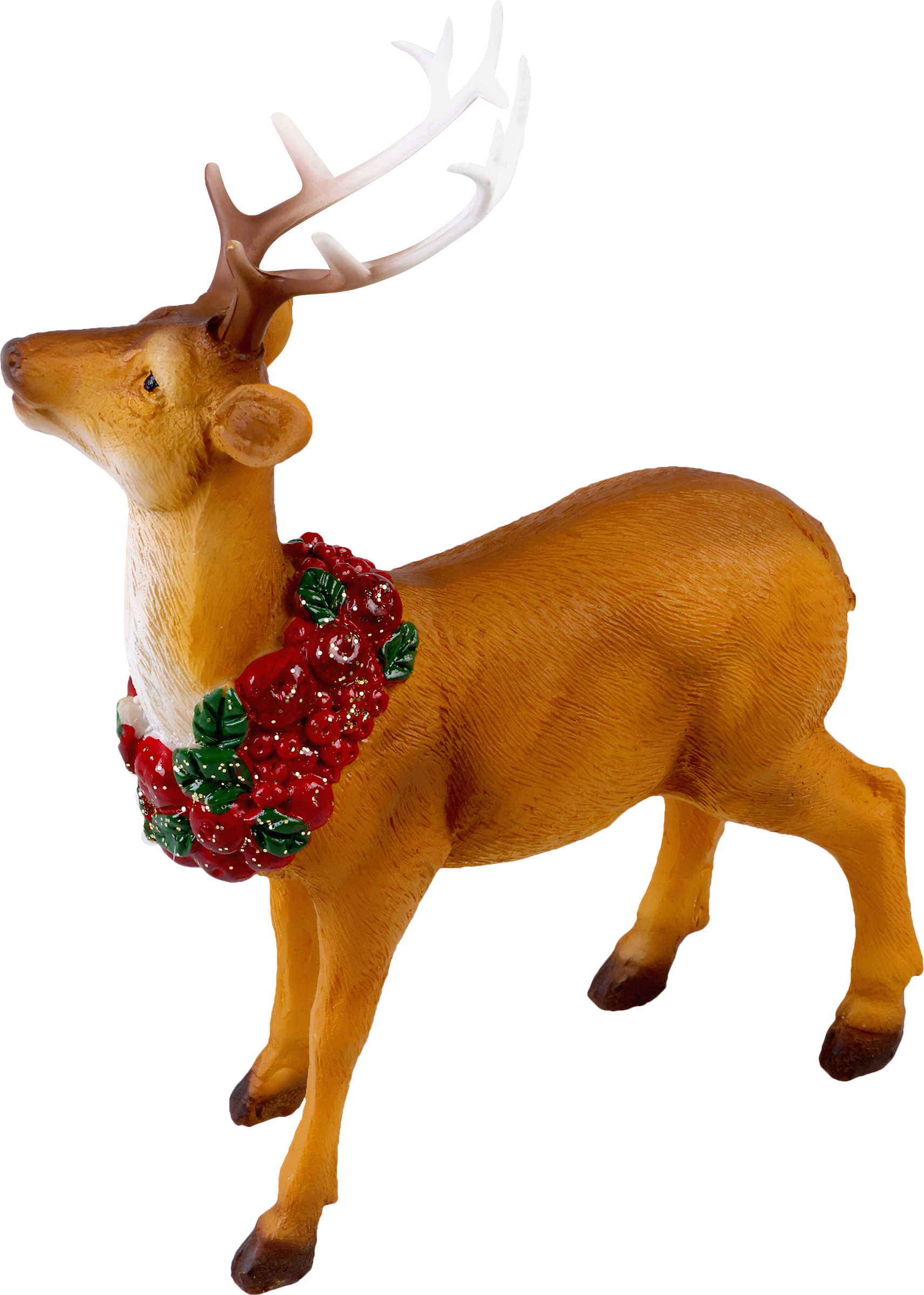 Изображение товара Новогодний сувенир олень с мехом HOMECLUB 16,8см полирезин ПВХ полиэстер