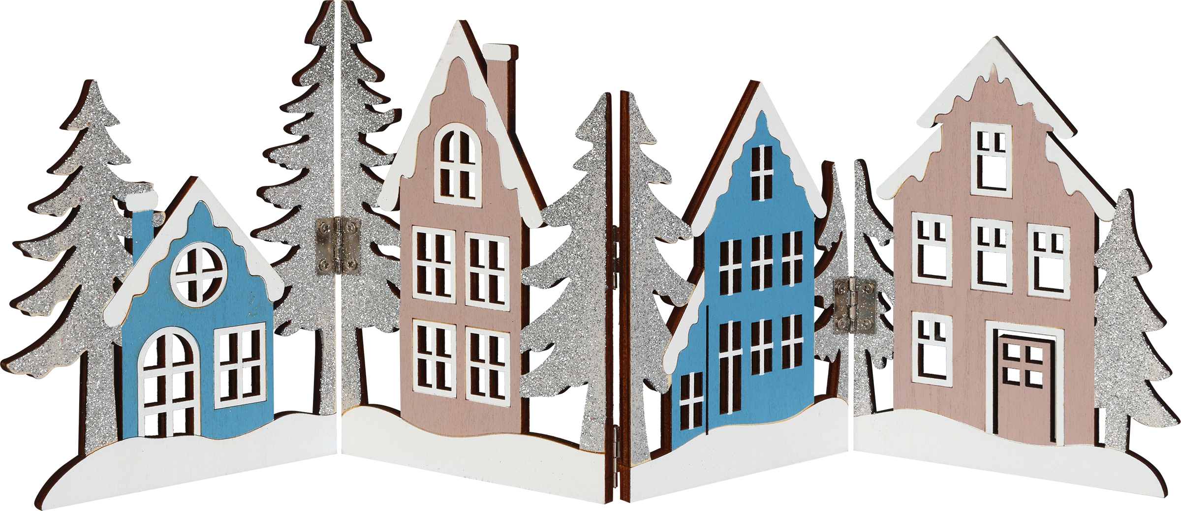 Изображение товара Новогодняя фигура HOMECLUB Зимние дома 41,5 см из дерева для праздничного декора