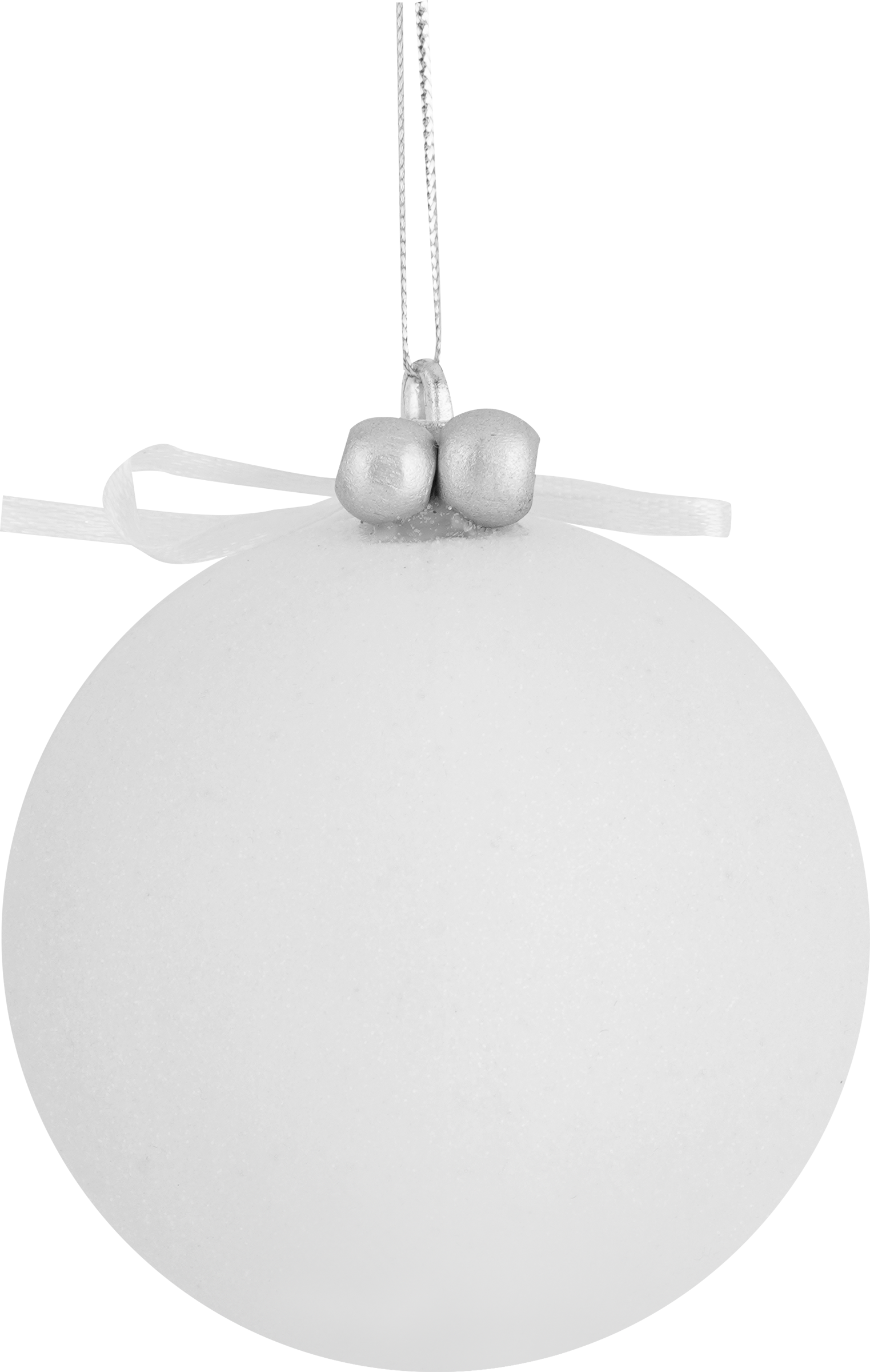 Изображение товара Елочный шар HOMECLUB снежный с бантиком d8 см пластик серый белый