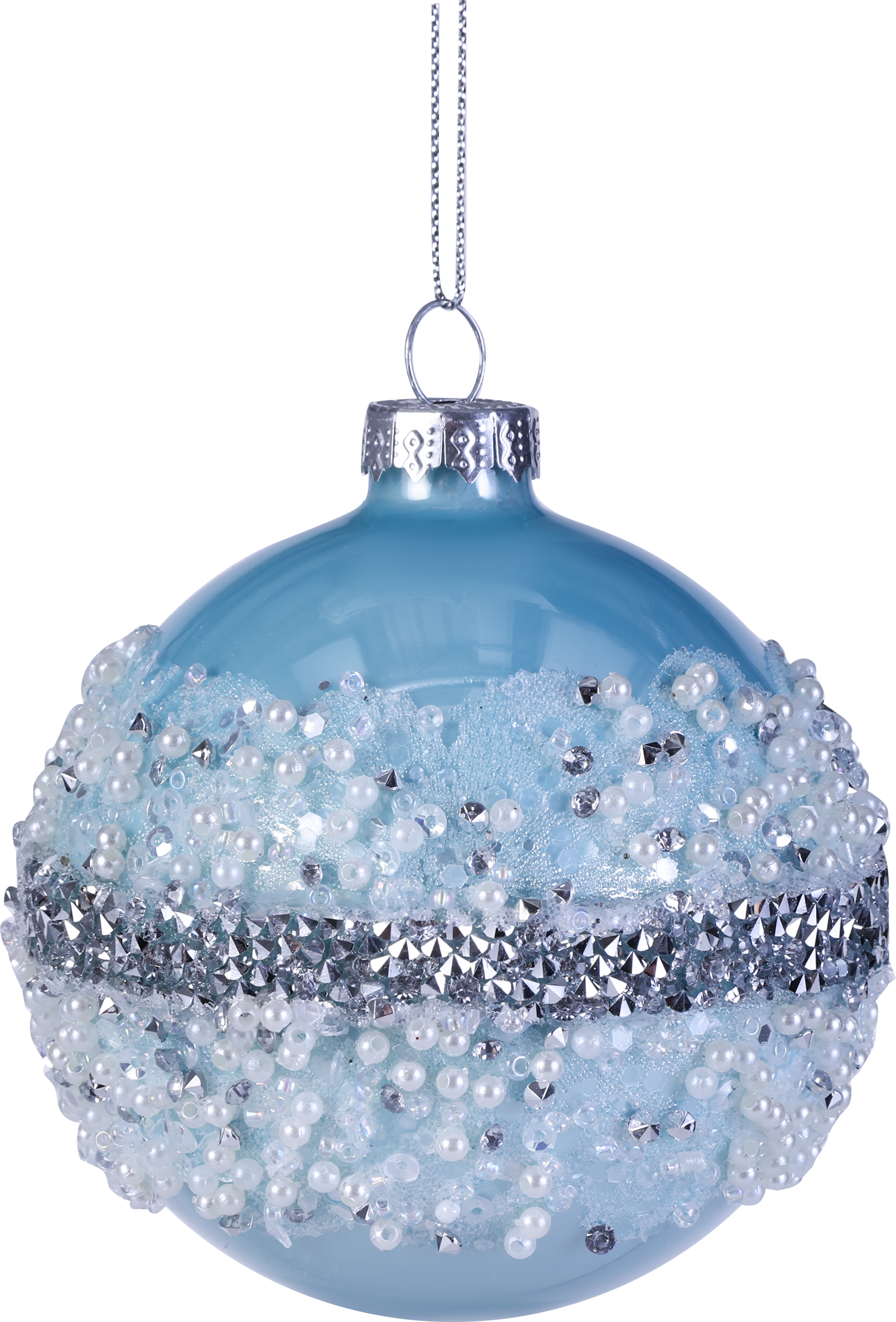 Изображение товара Шар елочный Homeclub Морозный узор d=8см голубой из стекла с глиттером