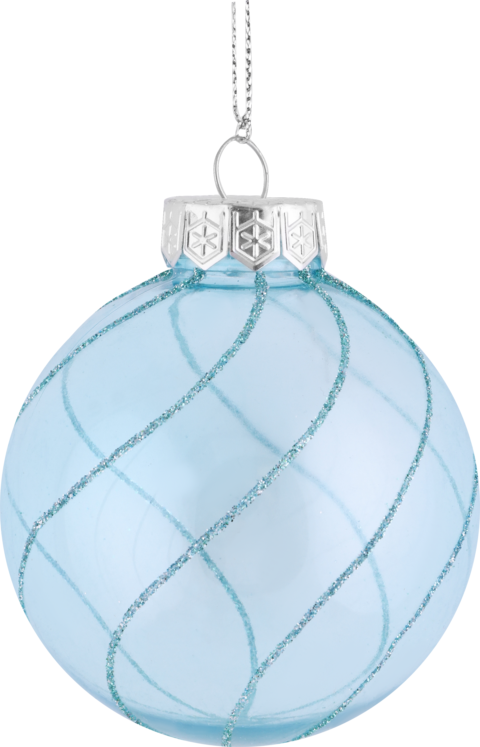 Изображение товара Шар елочный HOMECLUB с глиттерными линиями d8см голубой пластиковый