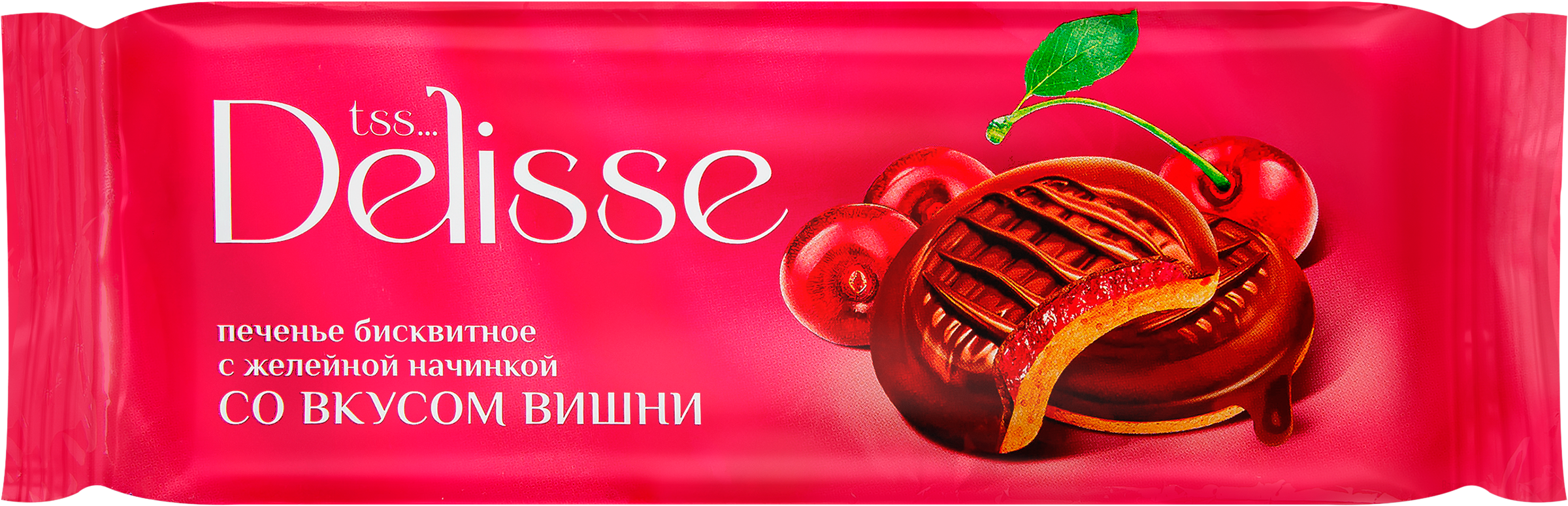 Изображение товара Печенье бисквитное DELISSE с желейной начинкой со вкусом вишни 137г