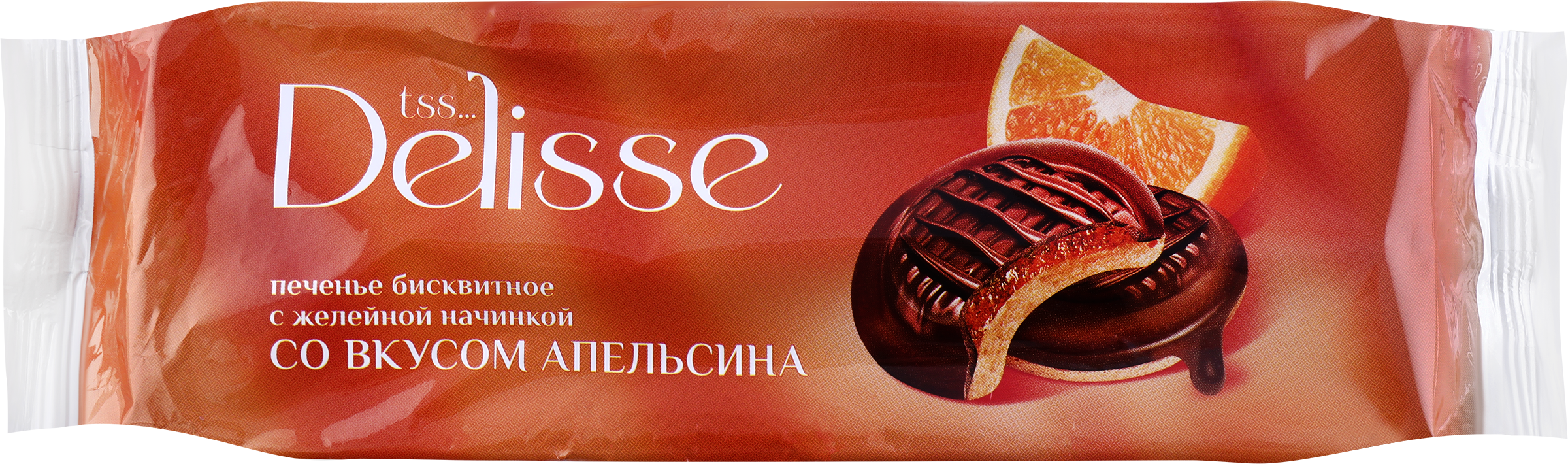 Изображение товара Печенье бисквитное DELISSE с желейной начинкой апельсиновое 137г