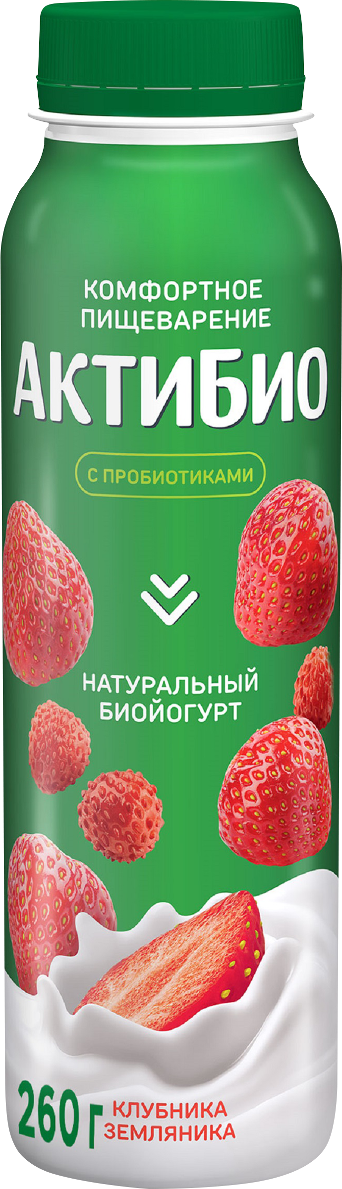 Изображение товара Биойогурт питьевой АКТИБИО Клубника, земляника 1,5%, без змж, 260г