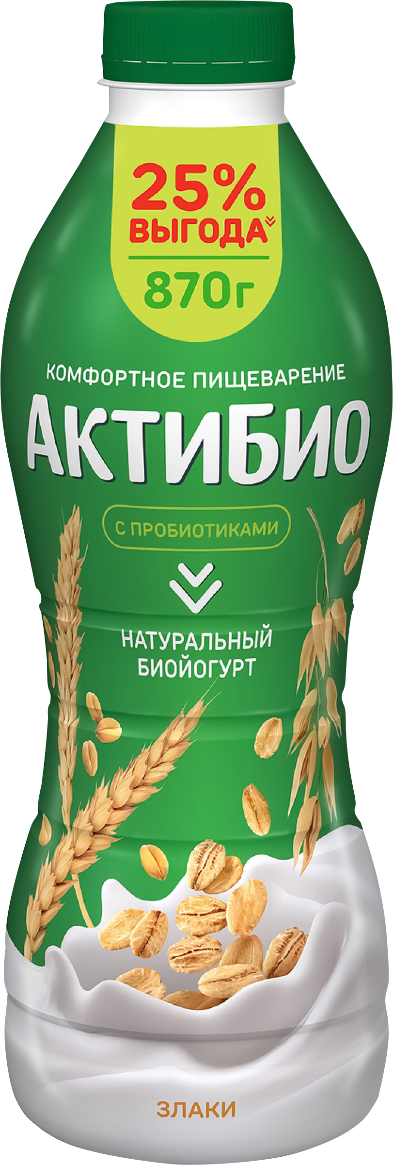 Изображение товара Биойогурт питьевой АКТИБИО Злаки 1,6%, без змж, 870г