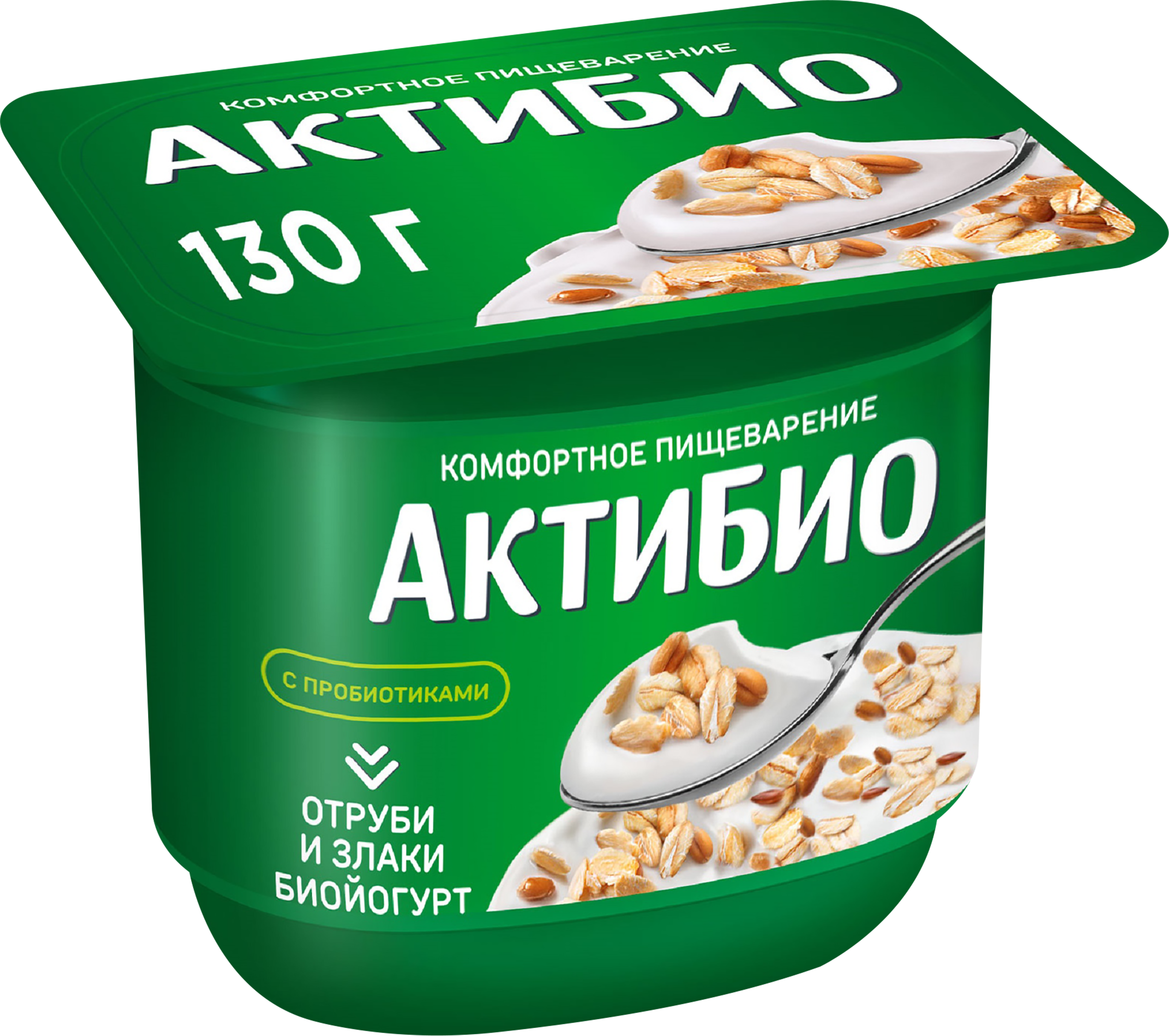Изображение товара Биойогурт АКТИБИО Отруби, злаки 2%, без змж, 130г