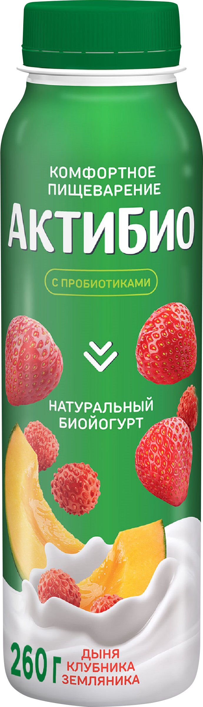 Изображение товара Биойогурт питьевой АКТИБИО Дыня клубника земляника 1,5% без змж 260г