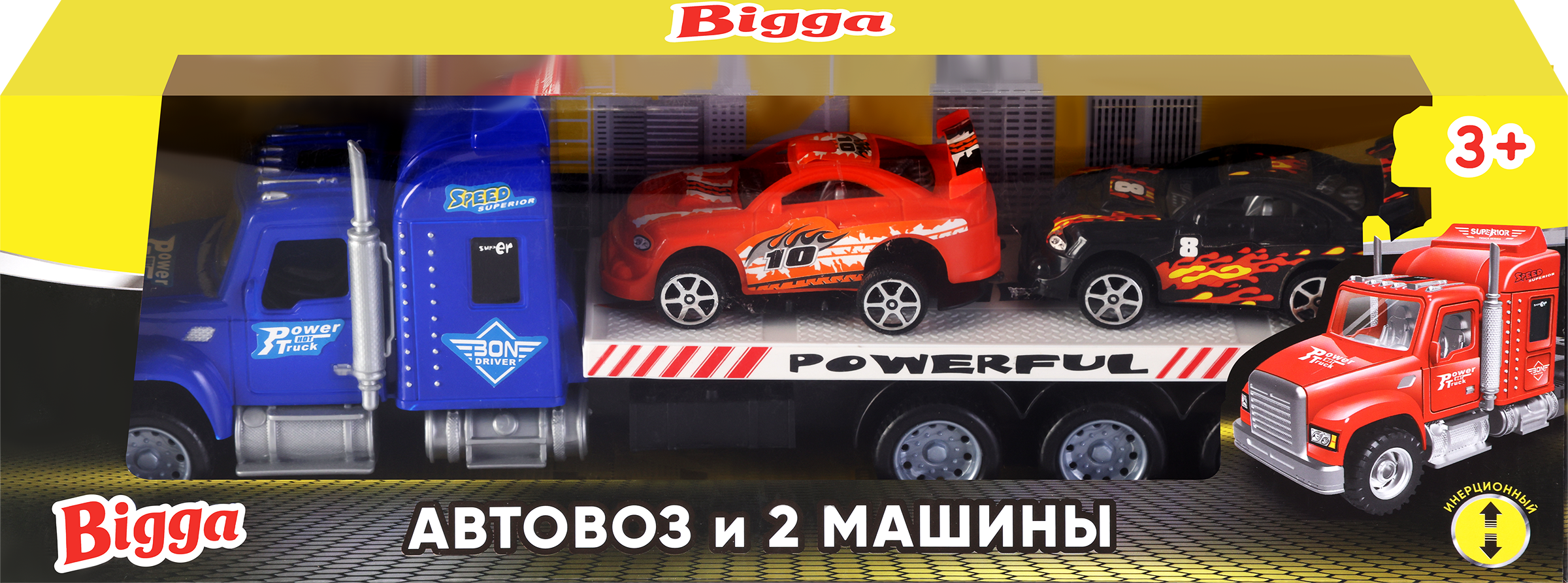 Изображение товара Набор игровой BIGGA Автовоз инерционный и 2 машины, Арт. 666-09A