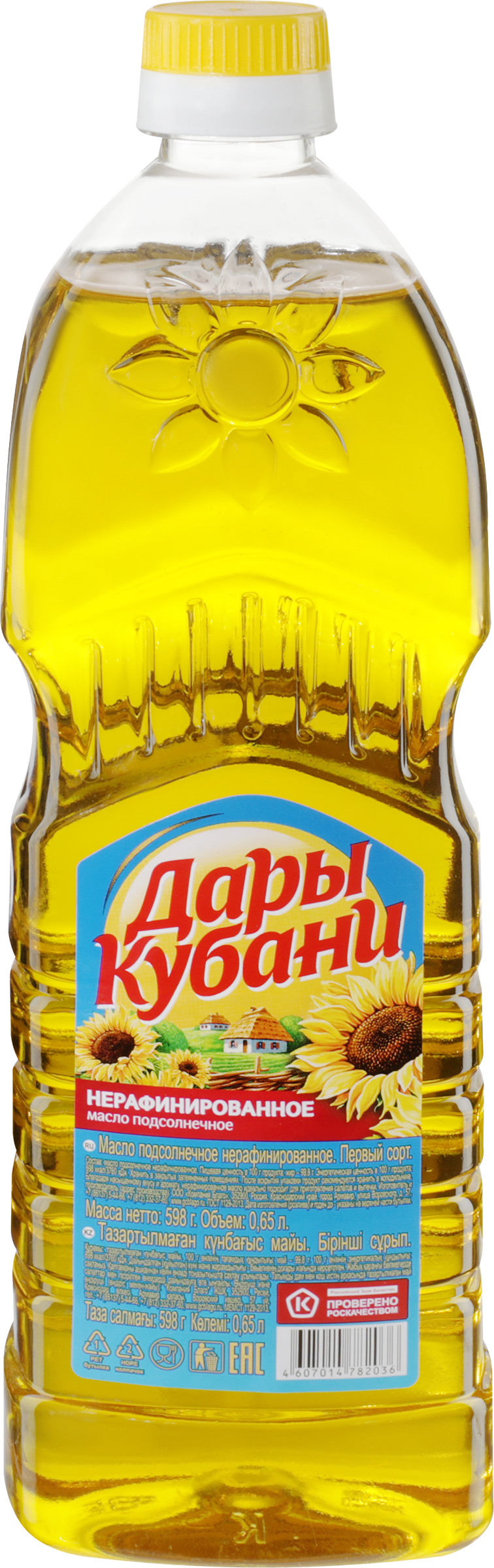 Изображение товара Масло подсолнечное ДАРЫ КУБАНИ нерафинированное, 650мл