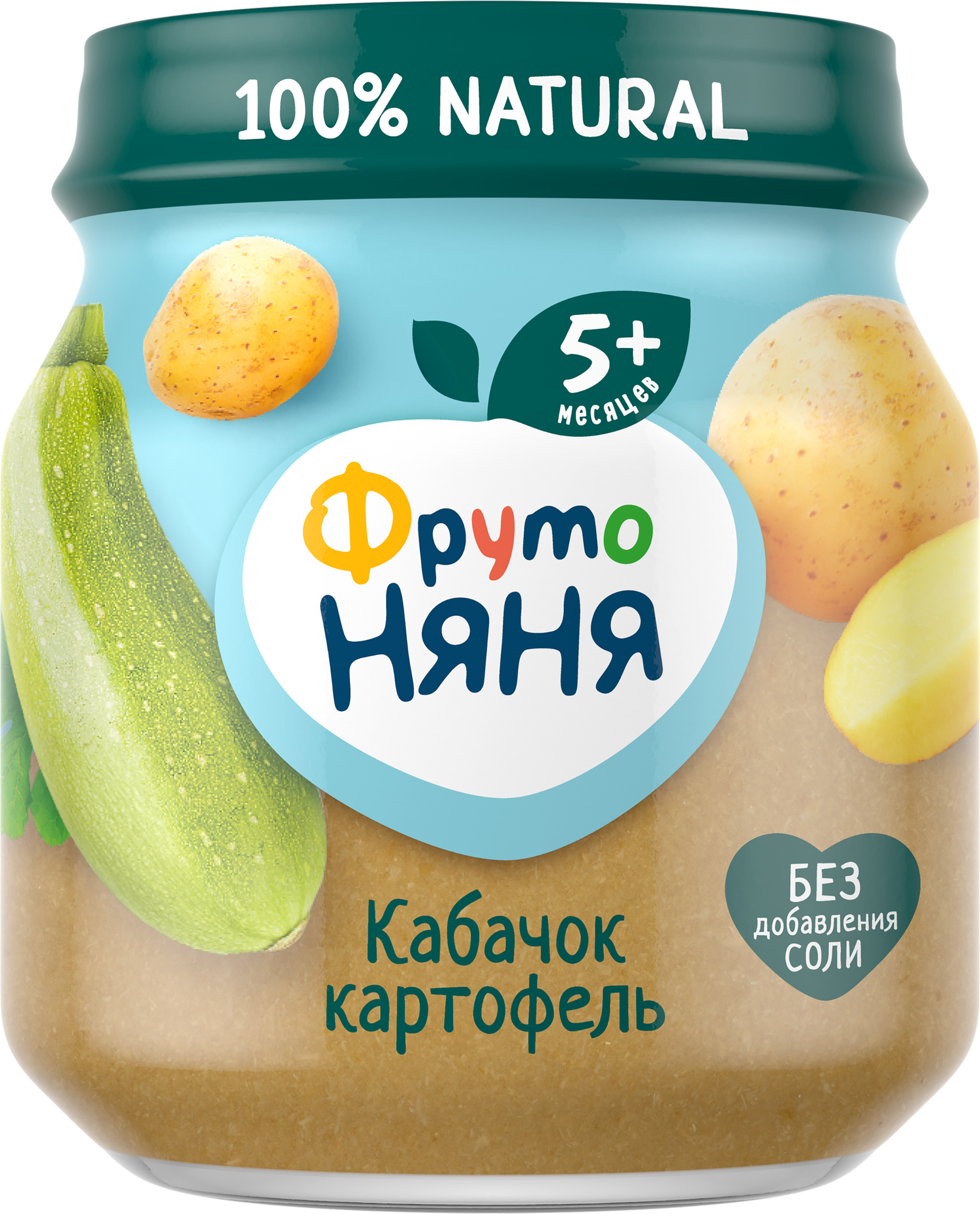 Изображение товара Пюре овощное ФРУТОНЯНЯ Кабачок и картофель 110 г для детей с 5 месяцев