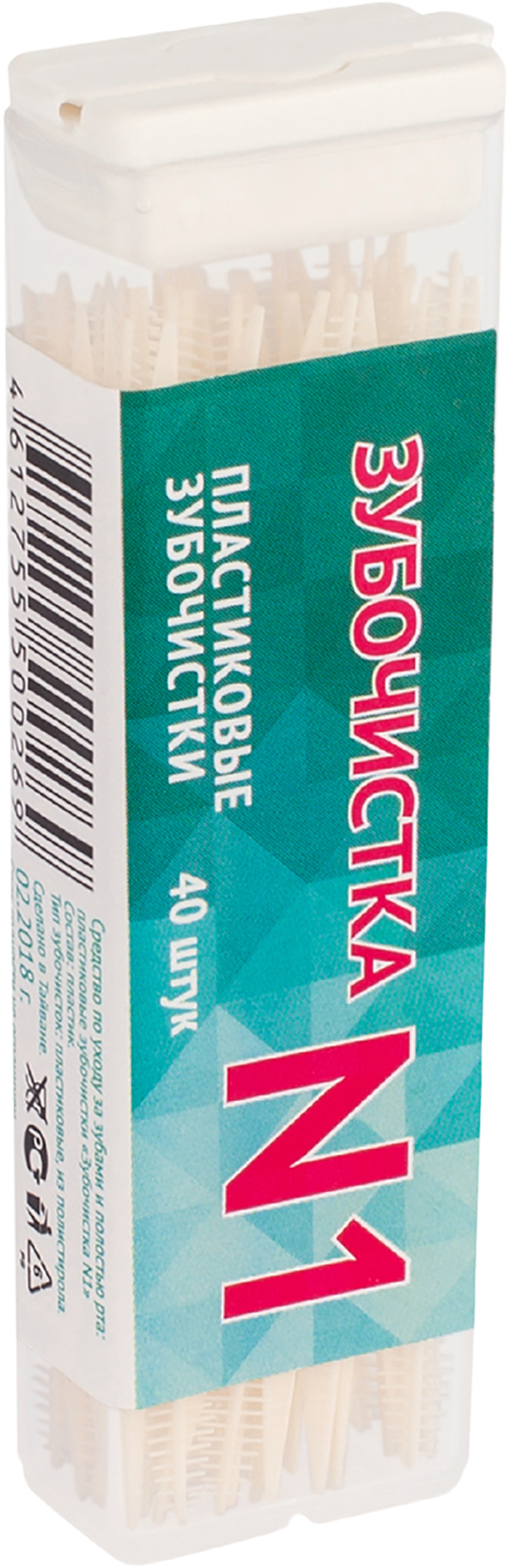 Изображение товара Пластиковые зубочистки ЗУБОЧИСТКА №1, 40 штук, для ухода за полостью рта