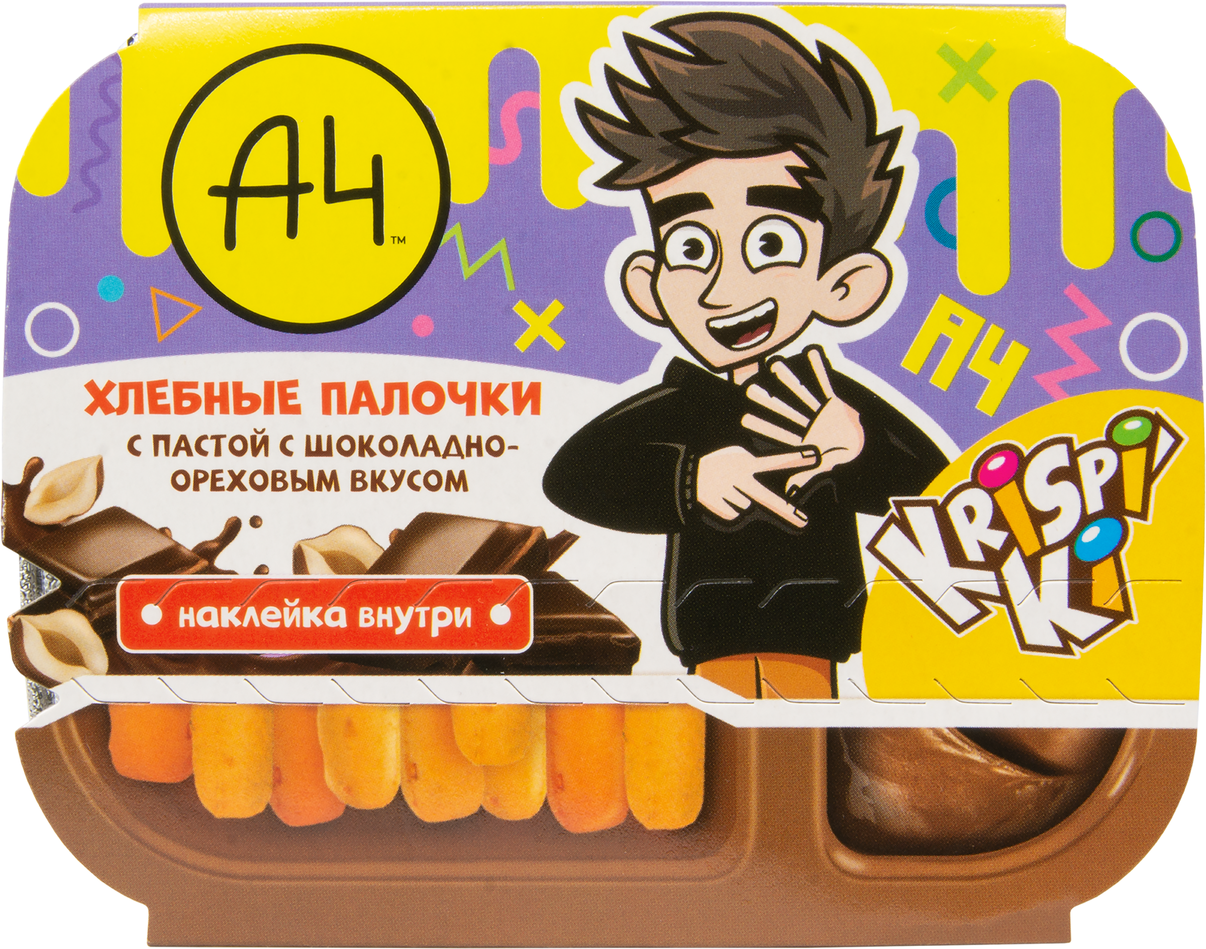 Изображение товара Хлебные палочки KRISPIKI с пастой с шоколадно-ореховым вкусом 35г подарочные