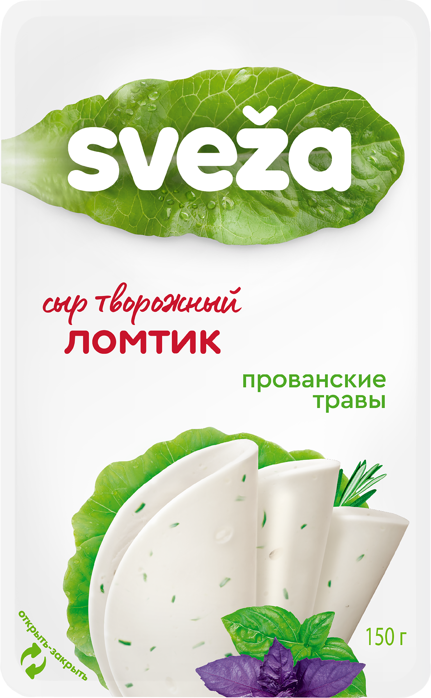 Изображение товара Сыр творожный SVEZA Белый ломтик Прованские травы 60% 150г