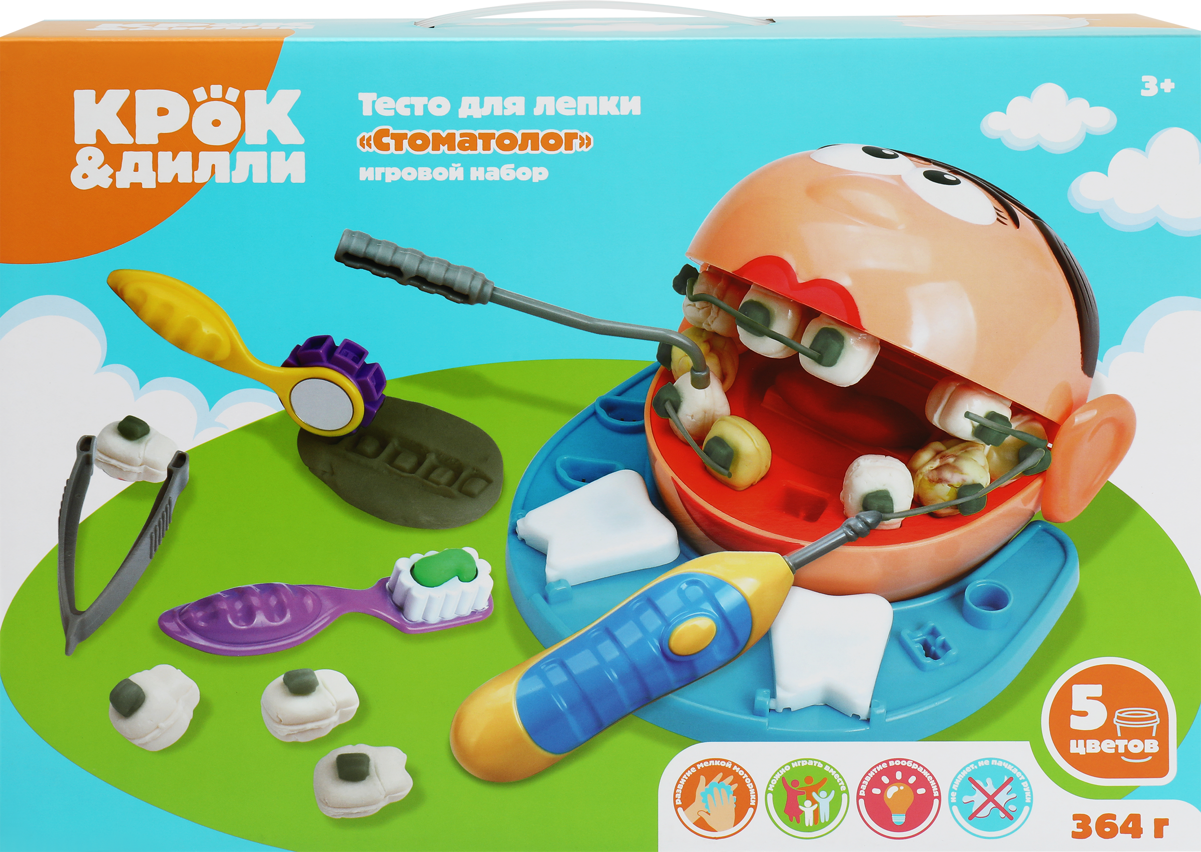 Изображение товара Набор для лепки КРОК&ДИЛЛИ Стоматолог с аксессуарами 12 предметов