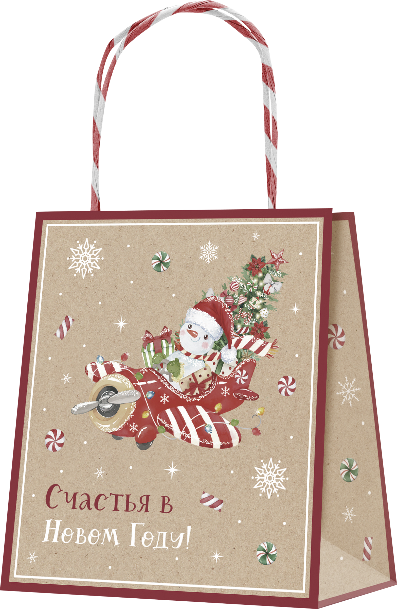Изображение товара Подарочный пакет Snow крафт премиум 18x16x8см из прочной бумаги