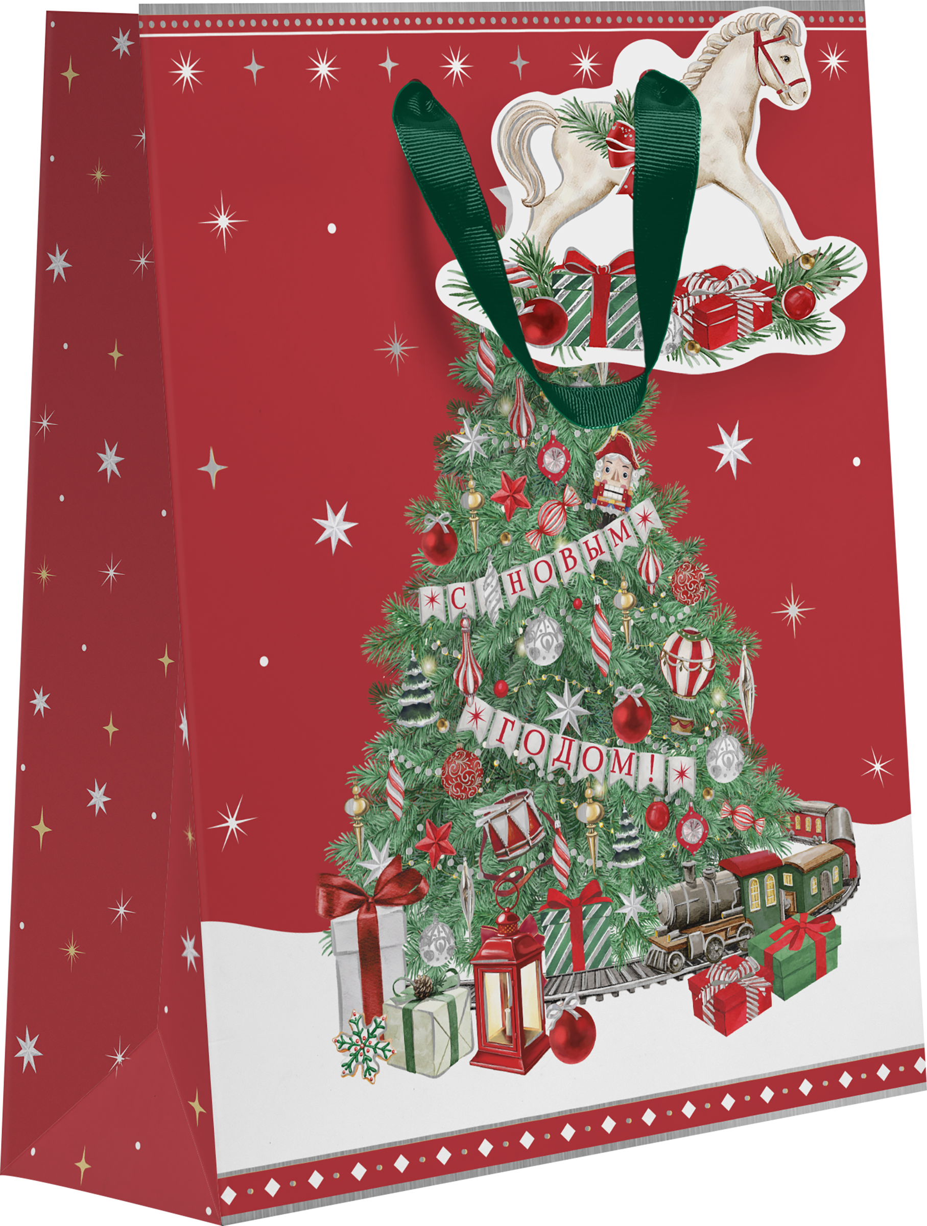Изображение товара Пакет подарочный Новогодняя сказка 22,7х18х10см премиум