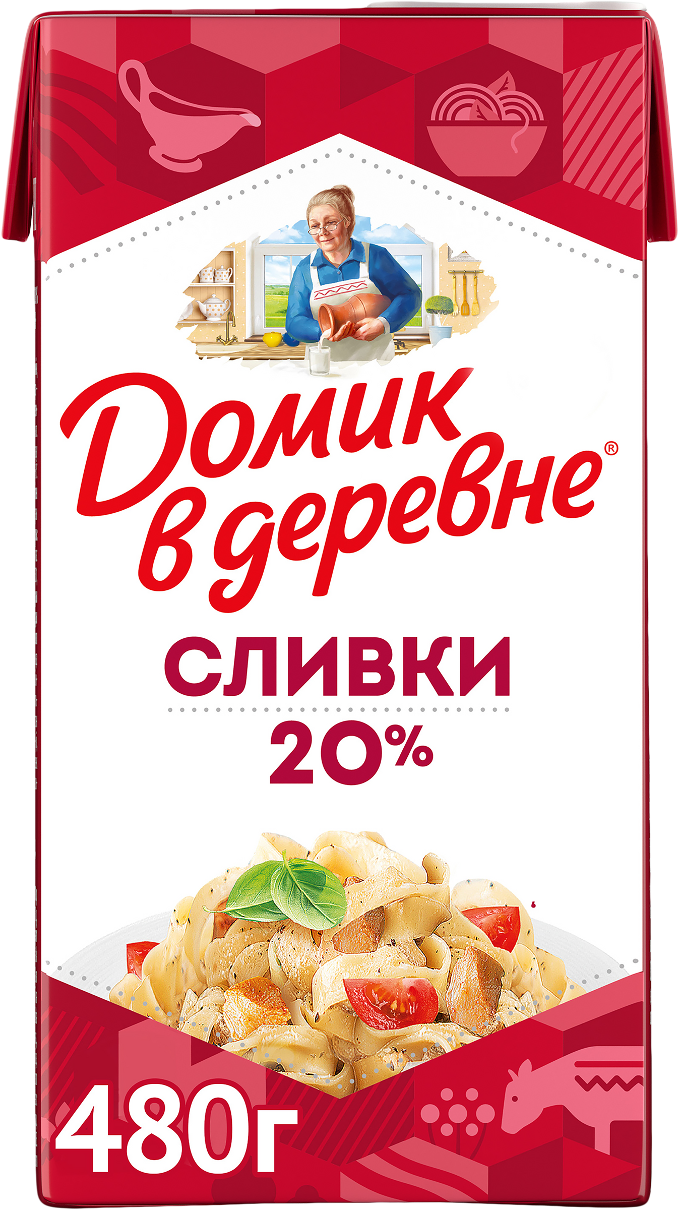 Изображение товара Сливки стерилизованные ДОМИК В ДЕРЕВНЕ 20%, без змж, 480г
