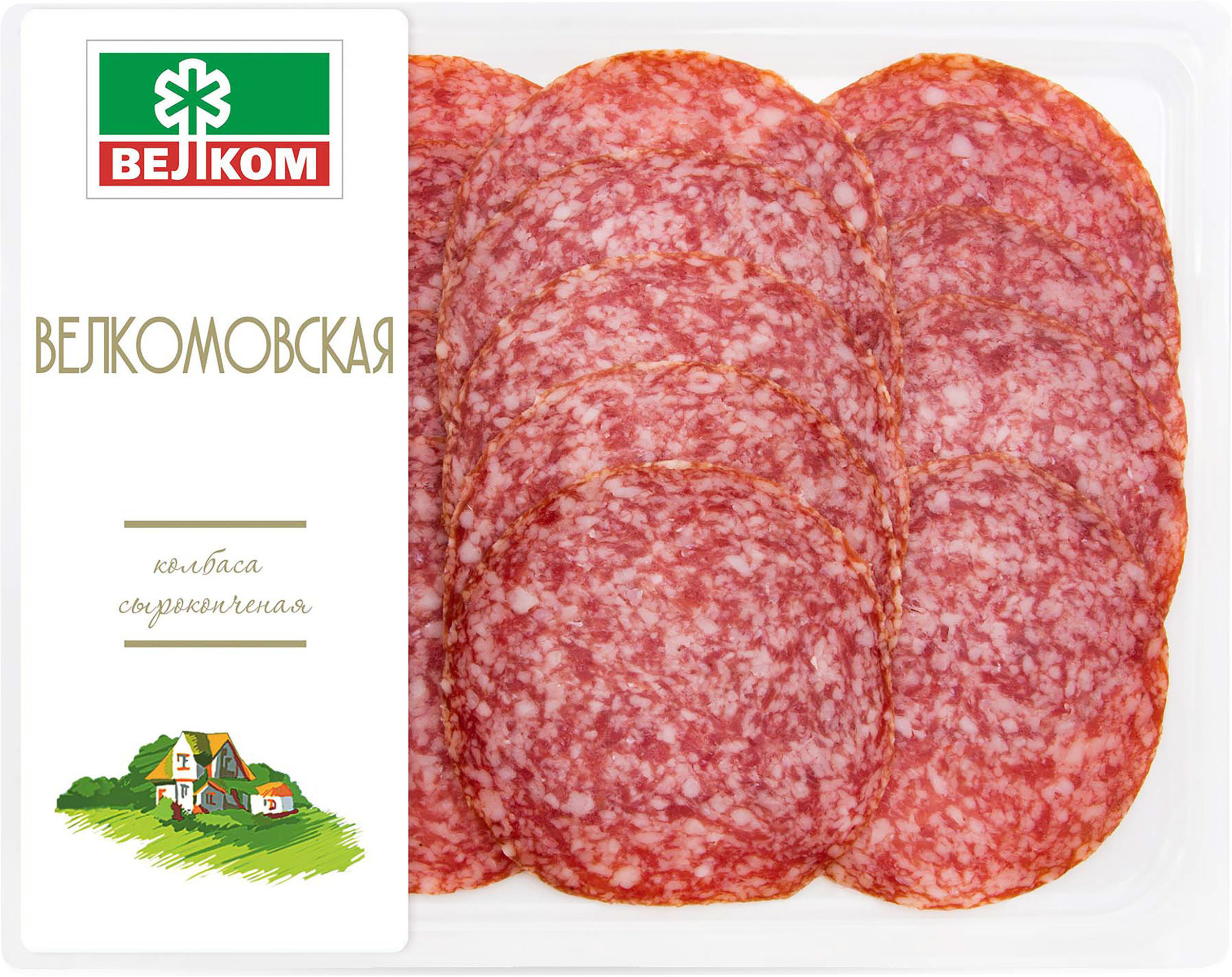 Изображение товара Колбаса сырокопченая ВЕЛКОМ Велкомовская, нарезка, 90г