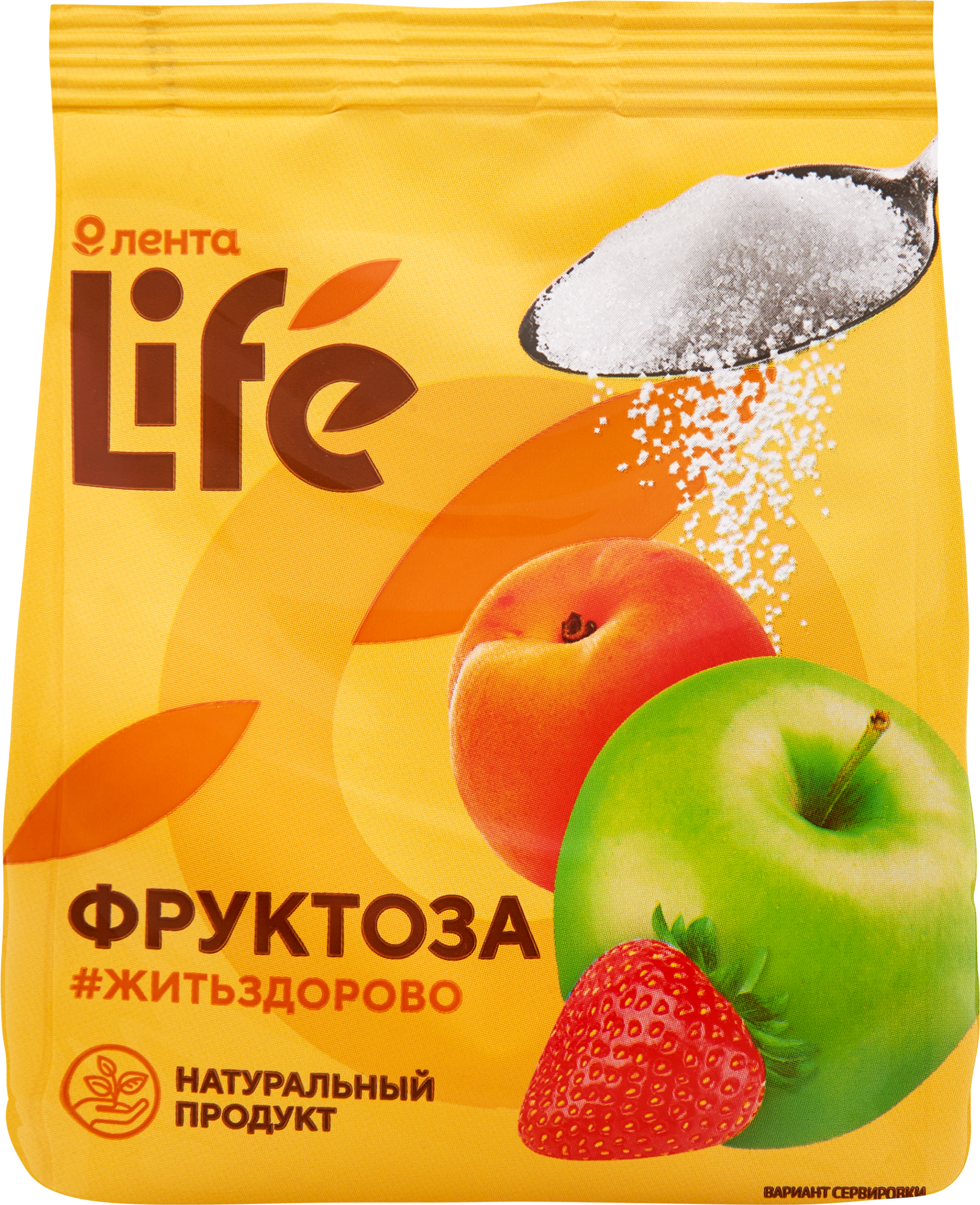 Изображение товара Фруктоза ЛЕНТА LIFE, 250г - натуральный заменитель сахара в удобной упаковке