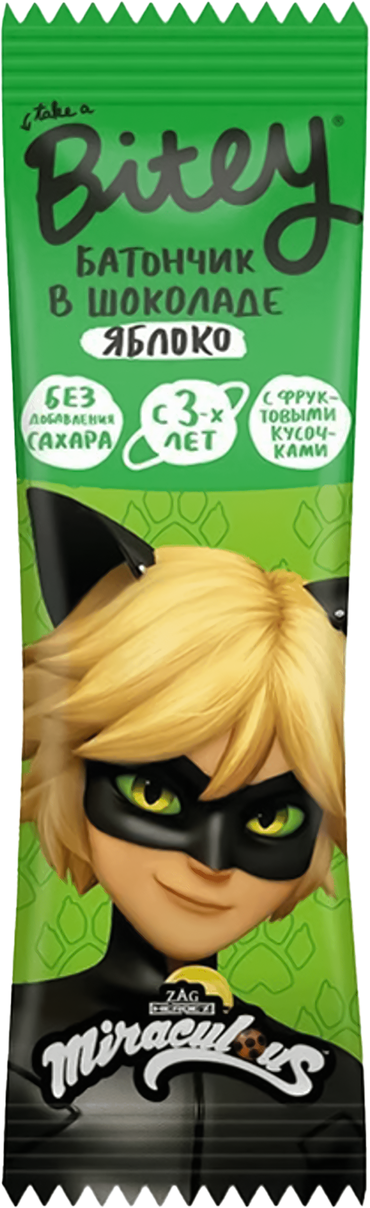 Изображение товара Детский батончик TAKE A BITEY Яблоко в шоколаде 35г натуральный перекус для детей