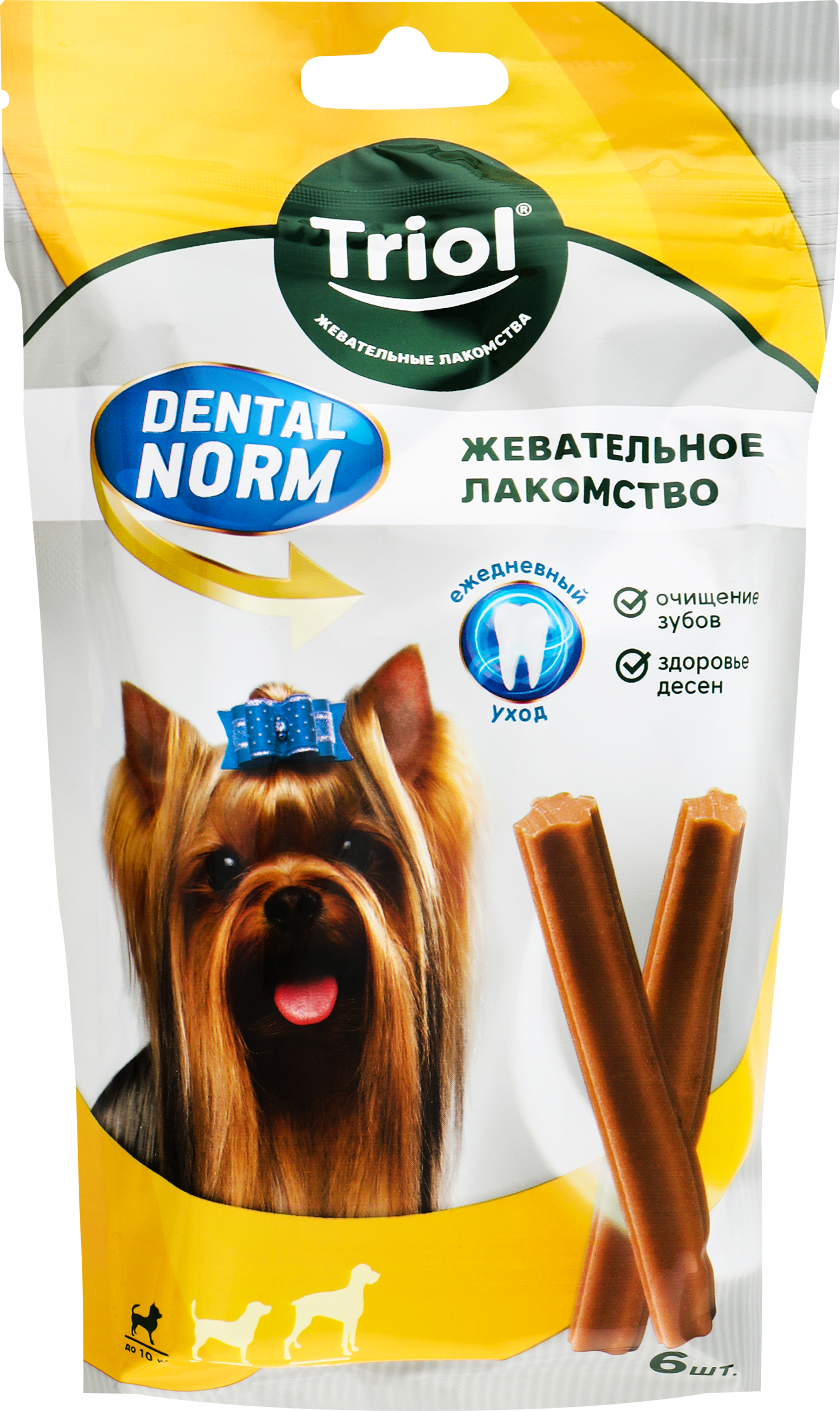 Изображение товара Лакомство для собак TRIOL DENTAL NORM Палочки жевательные 6шт, 90г