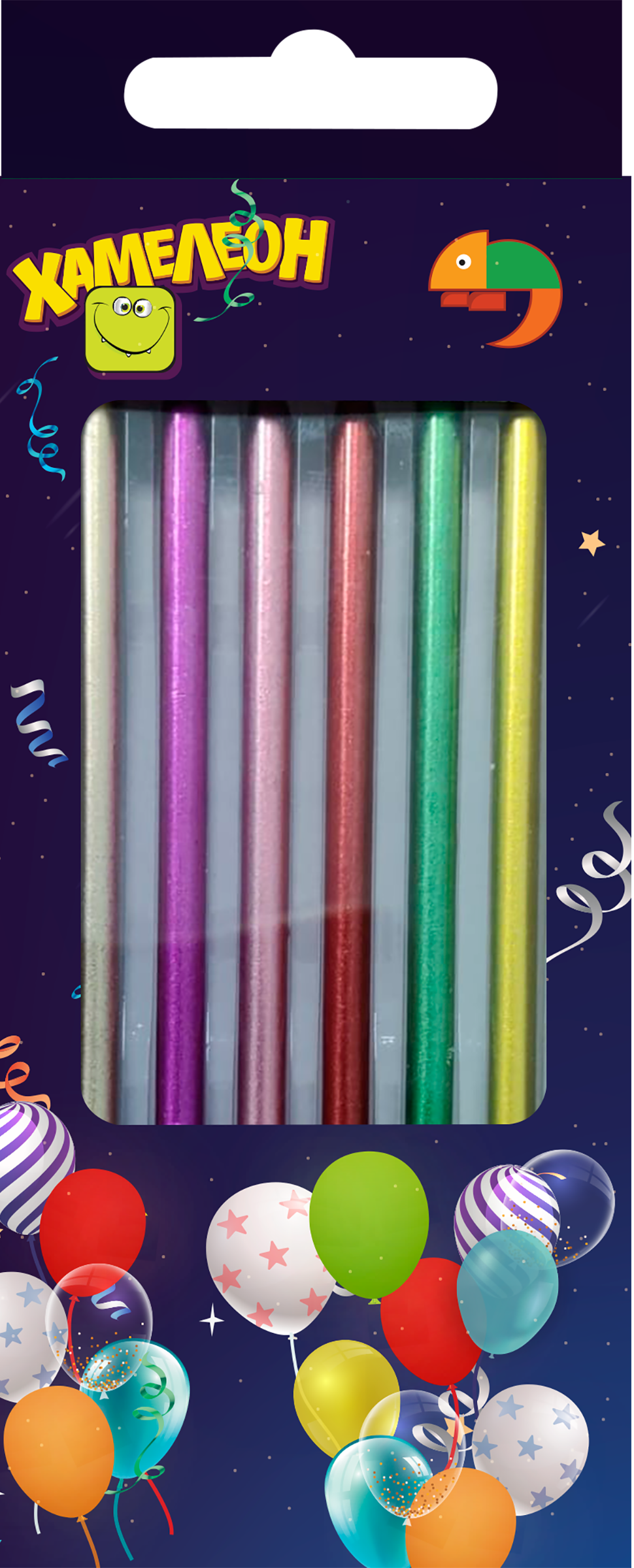 Изображение товара Свеча для торта ХАМЕЛЕОН с подставкой, 12,5 см, Арт. VPH075, 6шт