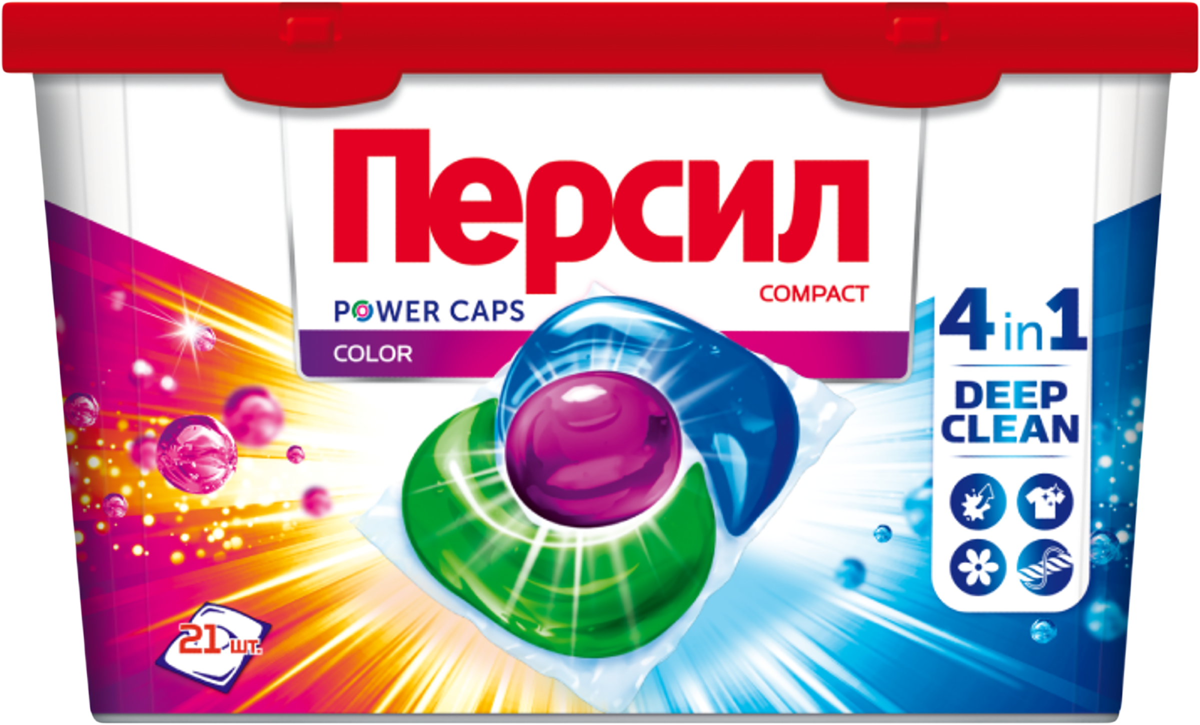 Изображение товара Капсулы для стирки ПЕРСИЛ Power 4в1 Колор 21шт безопасное удобное средство