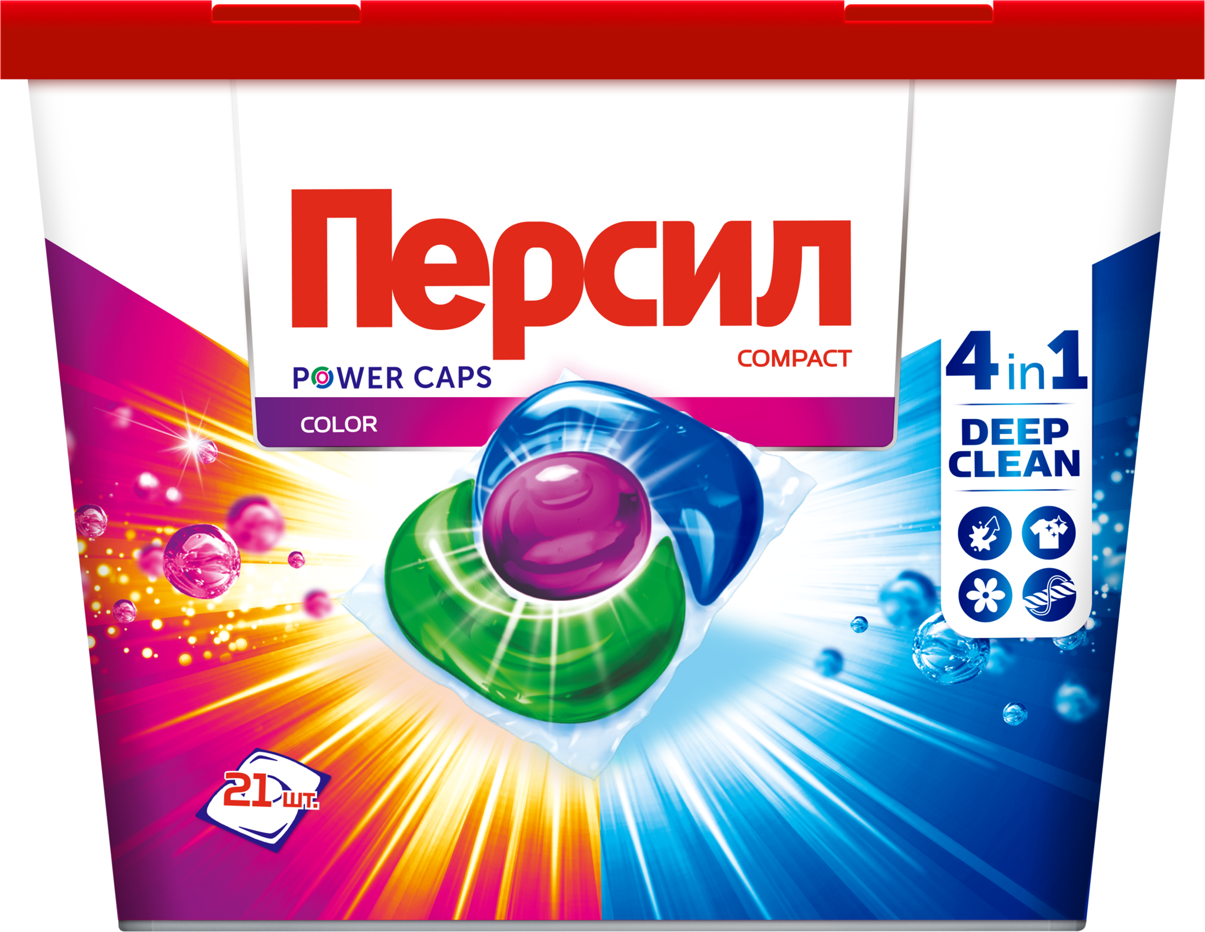 Изображение товара Капсулы для стирки ПЕРСИЛ Power 4в1 Колор 21шт безопасное удобное средство