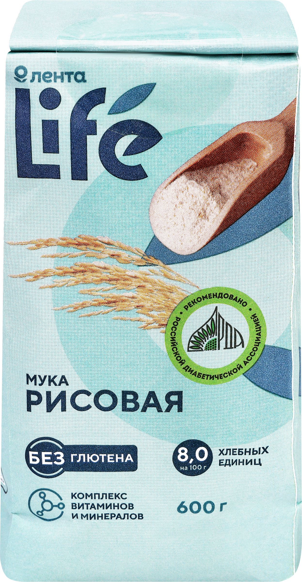 Изображение товара Мука рисовая ЛЕНТА LIFE безглютеновая, 600г - натуральный продукт для выпечки