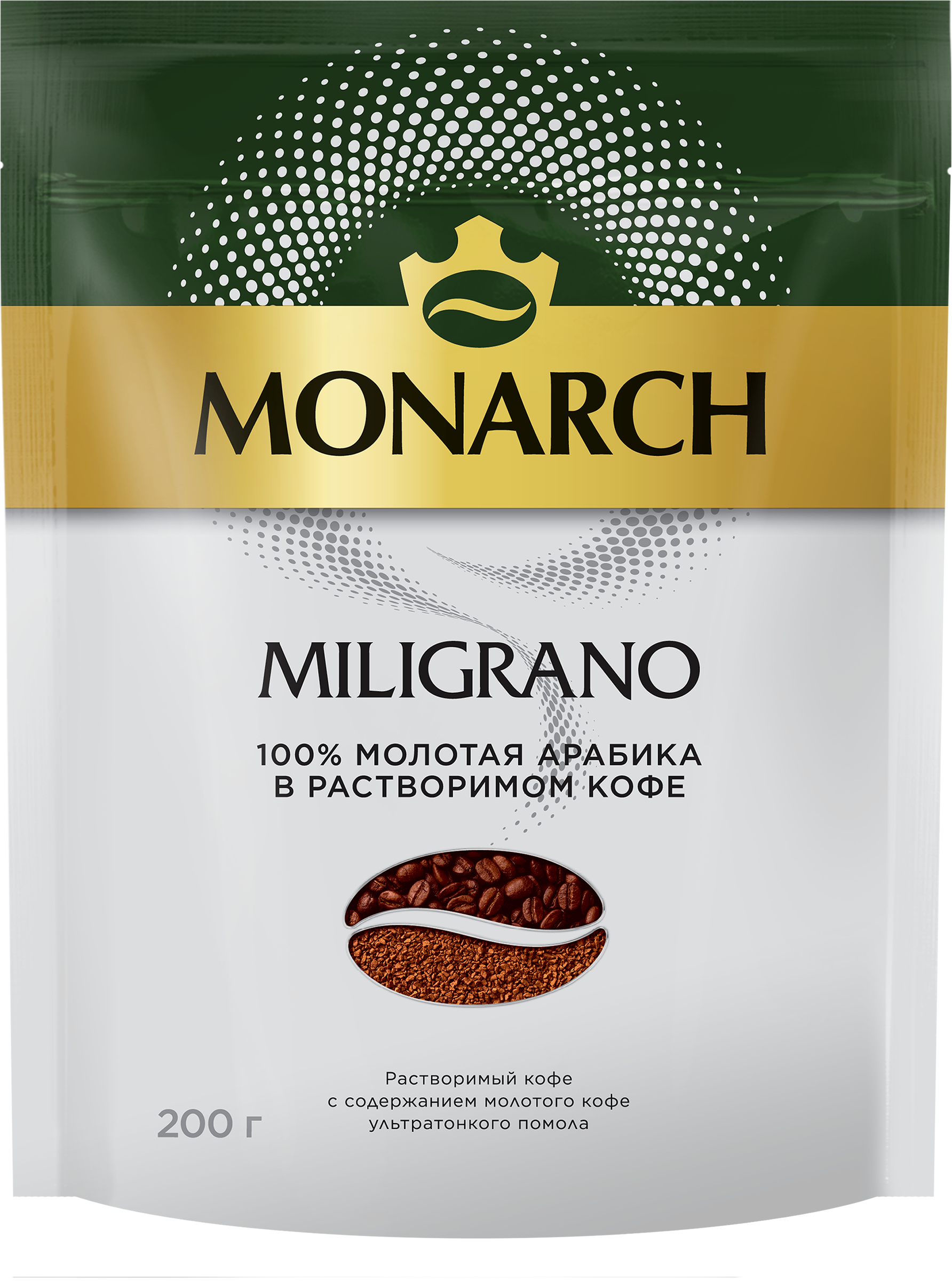 Изображение товара Кофе растворимый с добавлением молотого MONARCH Miligrano натуральный сублимированный, 200г
