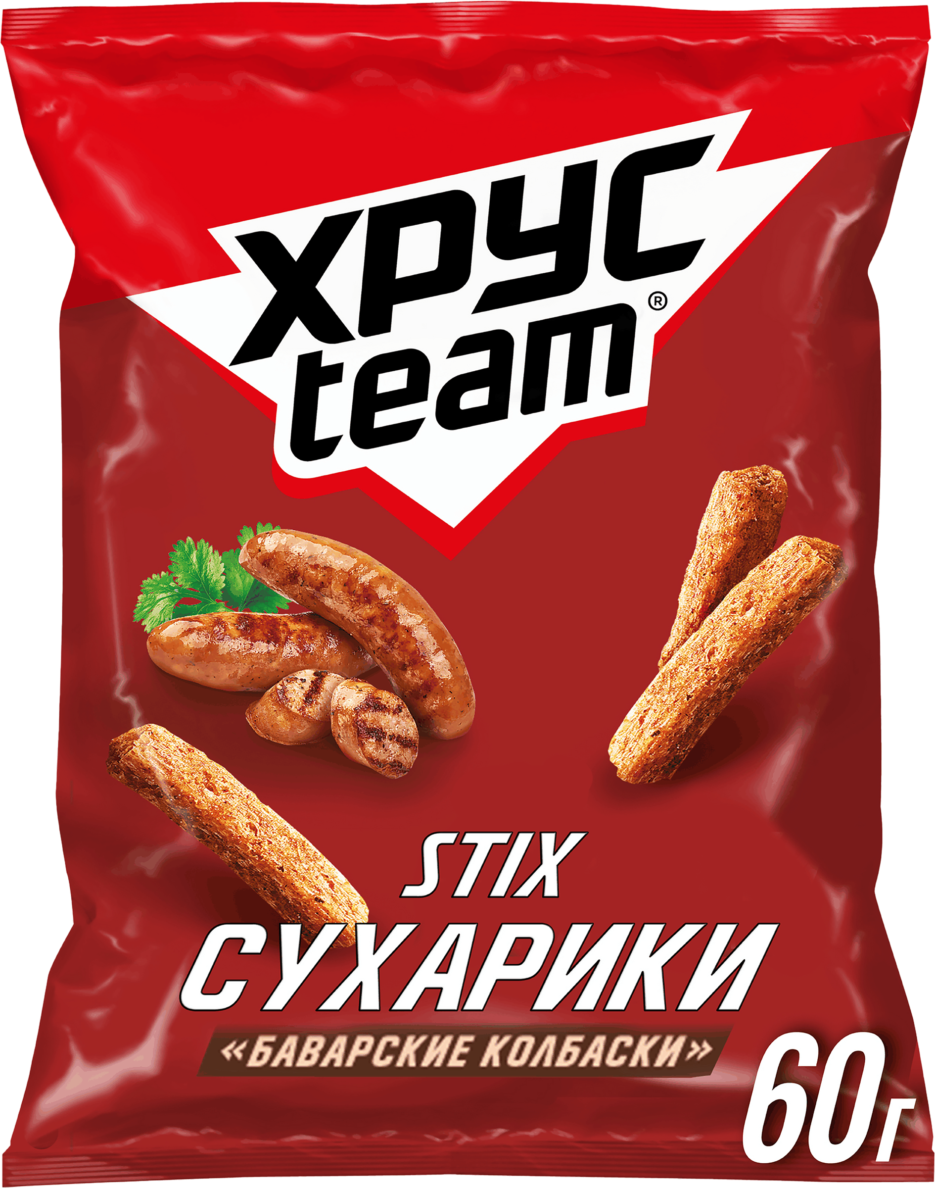 Изображение товара Сухарики ржано-пшеничные ХРУСTEAM Баварские колбаски, 60г