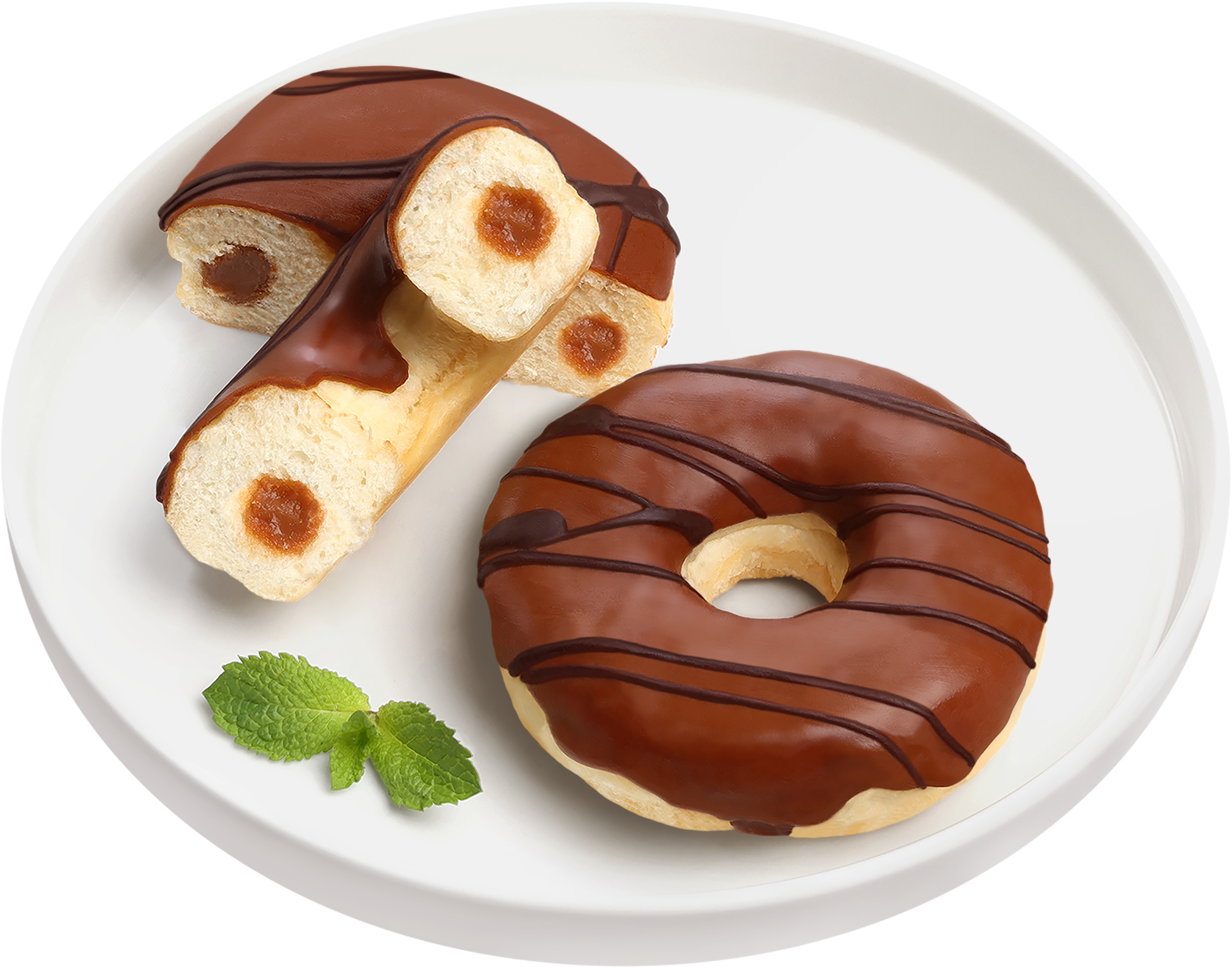 Изображение товара Донат ЛЕНТА FRESH с карамельным кремом 65г - сдобный десерт высокого качества