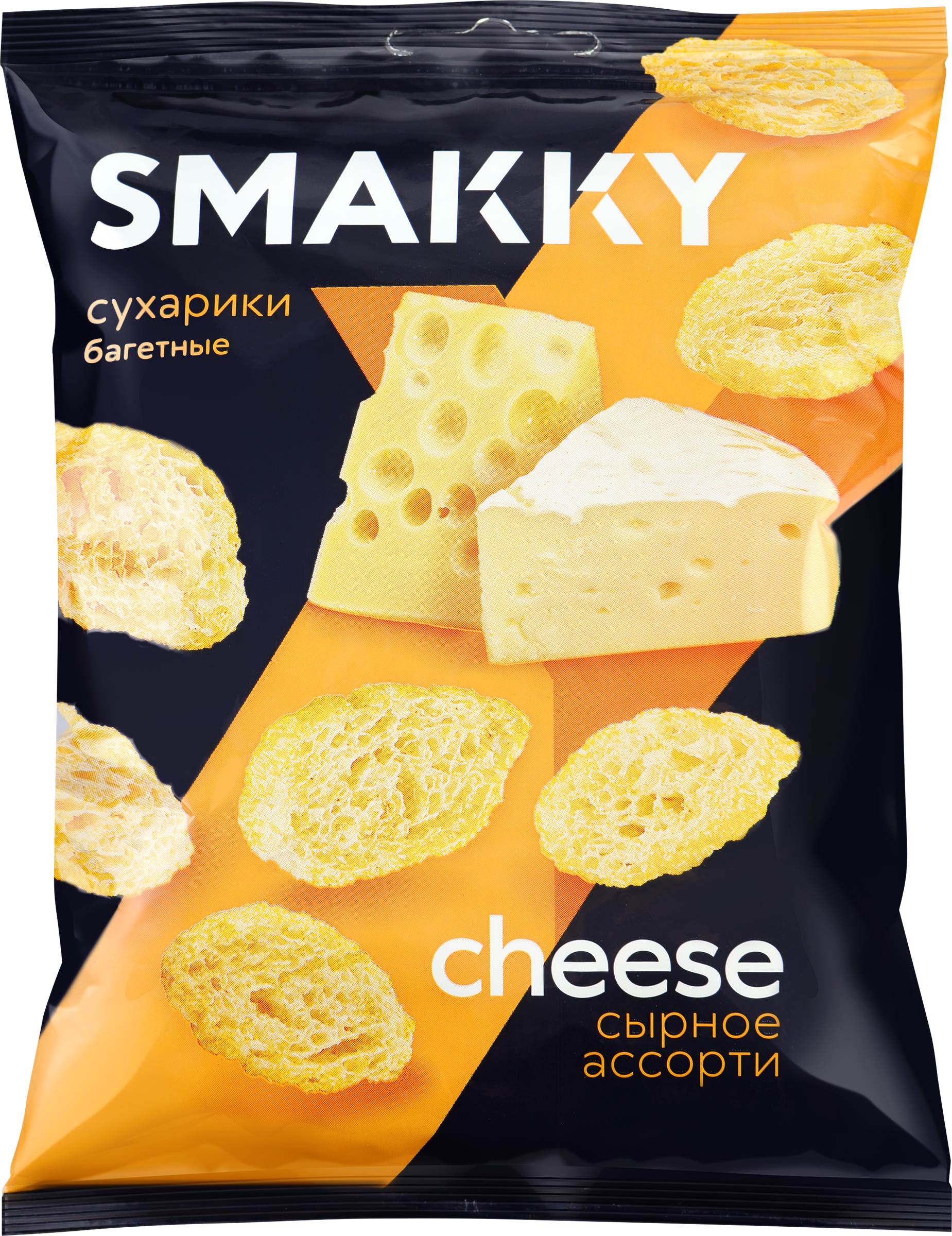 Изображение товара Сухарики пшеничные SMAKKY Сырное ассорти, багетные, 50г