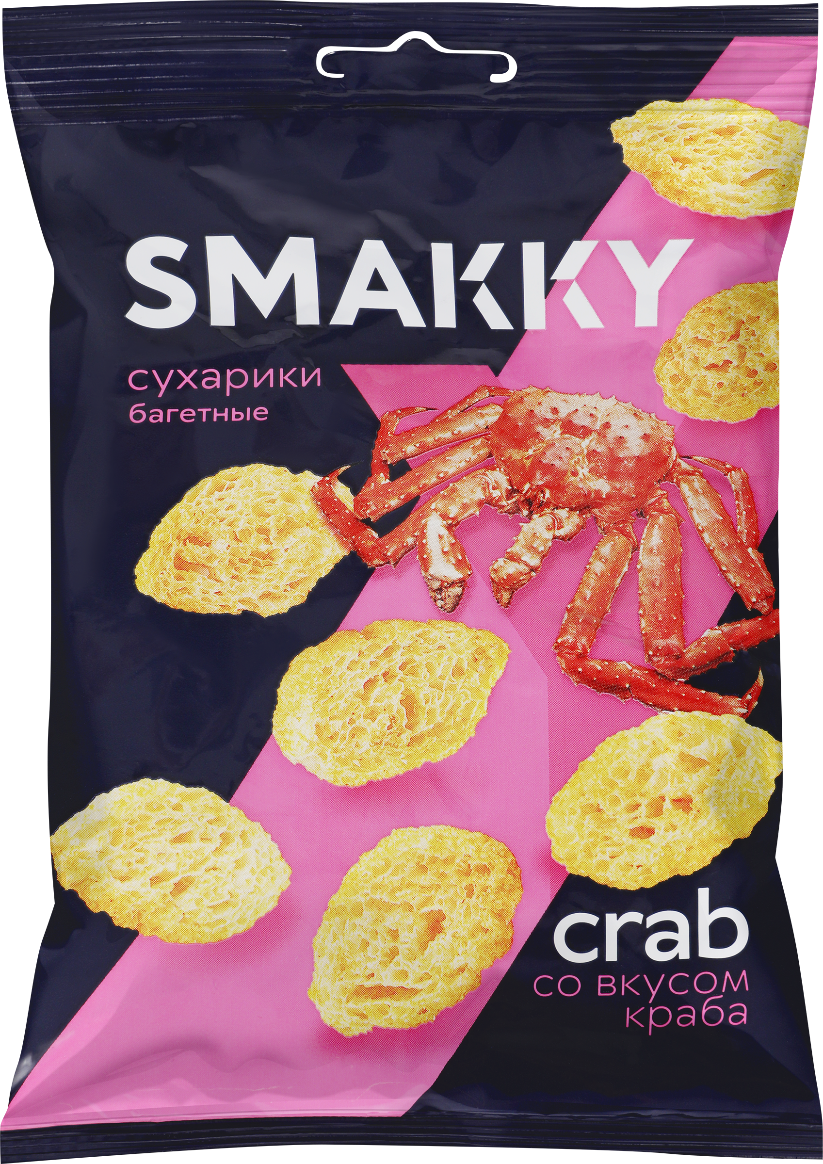 Изображение товара Сухарики пшеничные SMAKKY Краб, багетные, 50г
