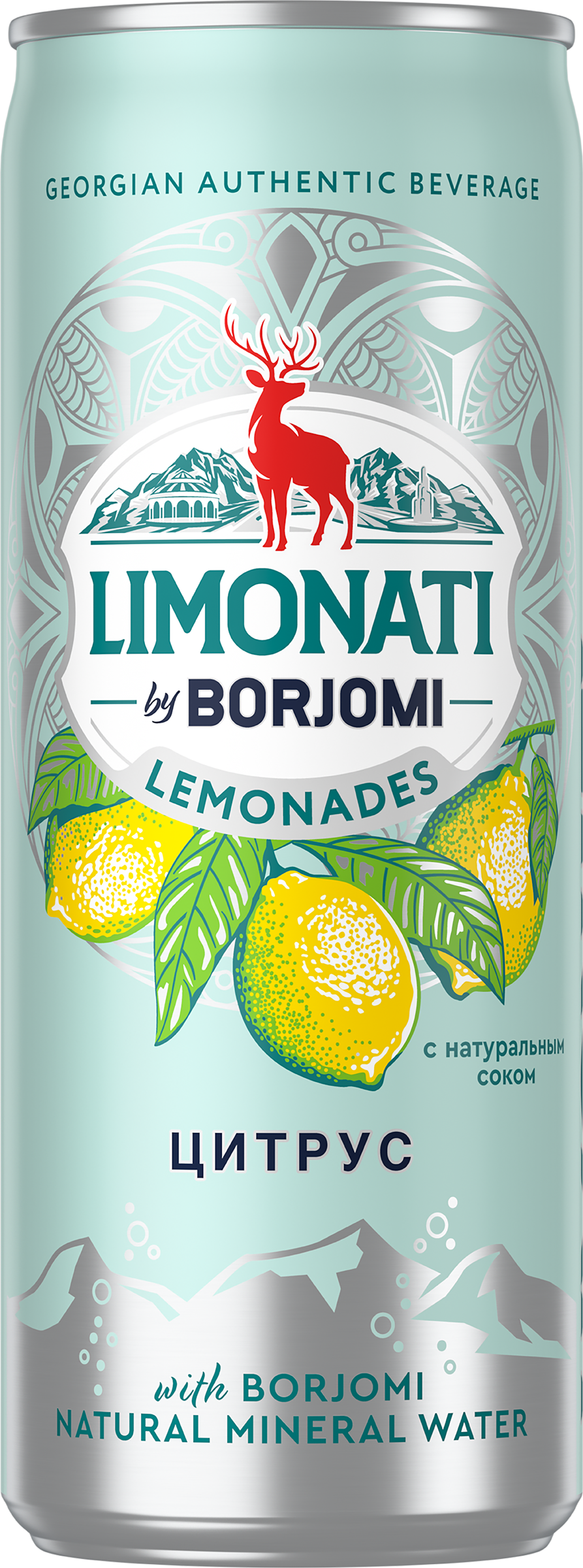 Изображение товара BORJOMI Лимонад со вкусом цитруса газированный 0.33л натуральный освежающий напиток