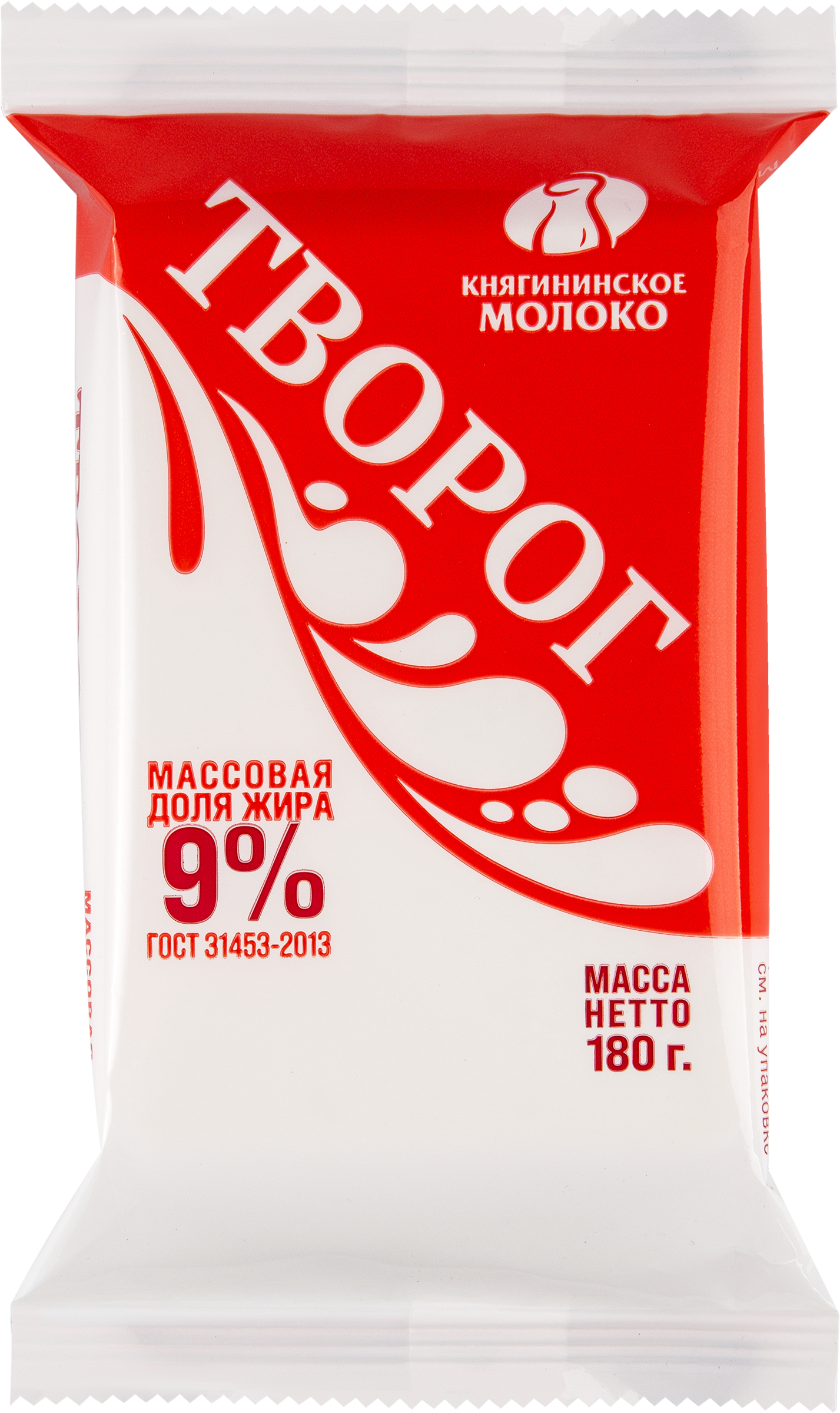 Изображение товара Творог КНЯГИНИНО 9% без змж, 180г, высокобелковый кисломолочный продукт