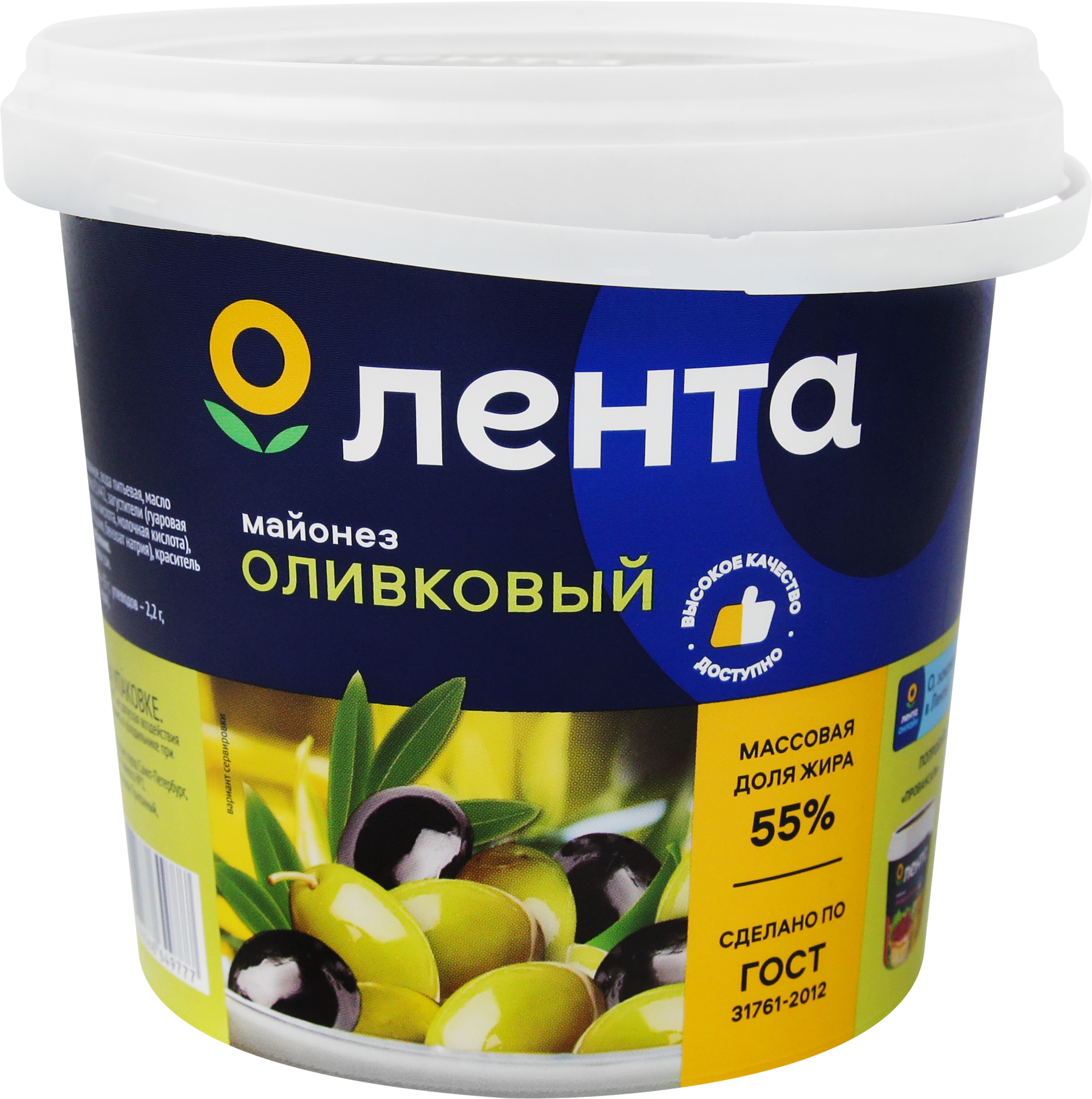Изображение товара Майонез ЛЕНТА Оливковый 55%, 800мл