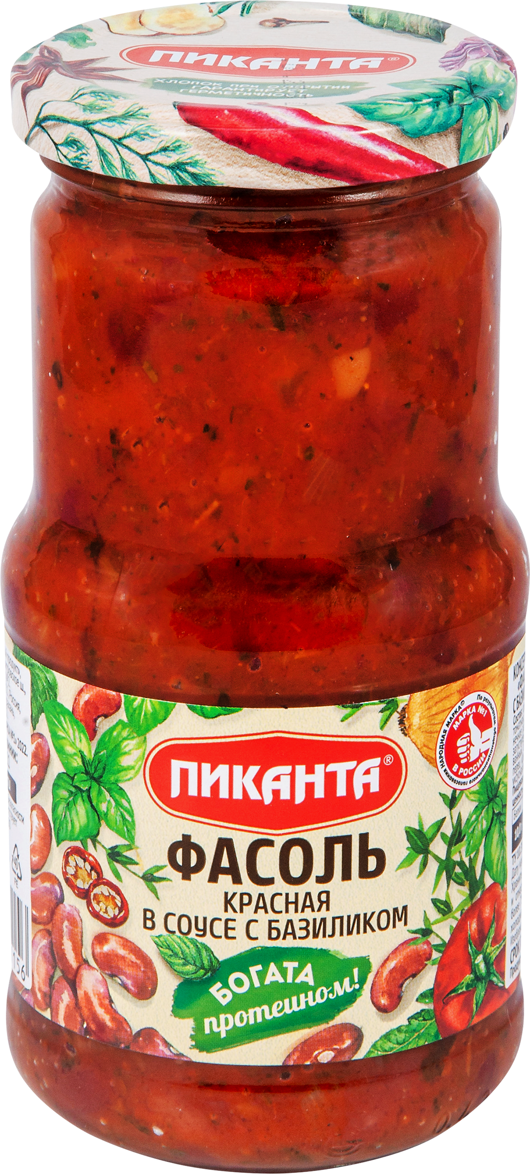 Изображение товара Фасоль красная ПИКАНТА в соусе с базиликом, 480г