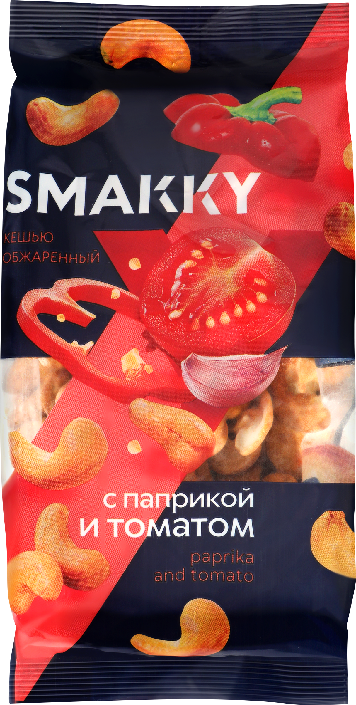 Изображение товара Кешью SMAKKY жареный с паприкой и томатом 150г полезный орех для перекуса